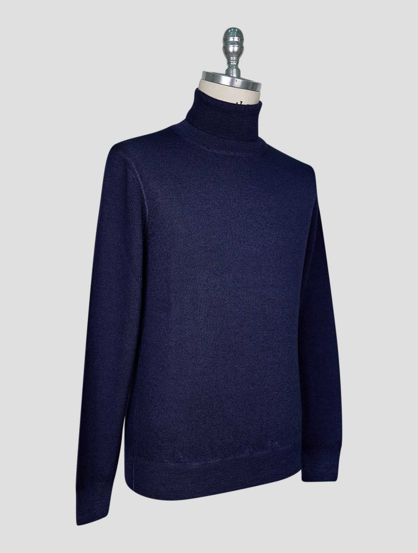 Kiton Blue Wool Sweater Turtleneck
