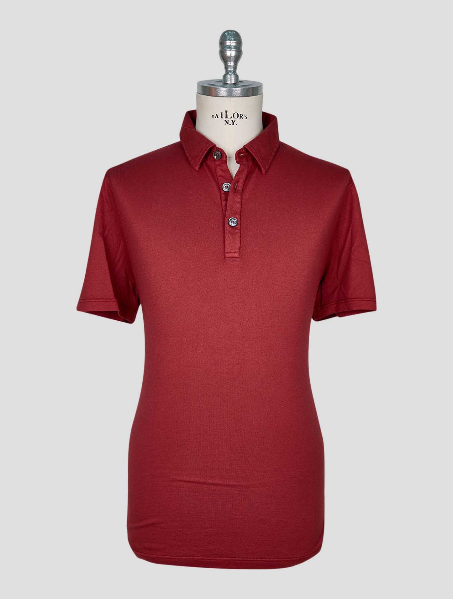 Kiton Burgundy Cotton Cashmere Polo