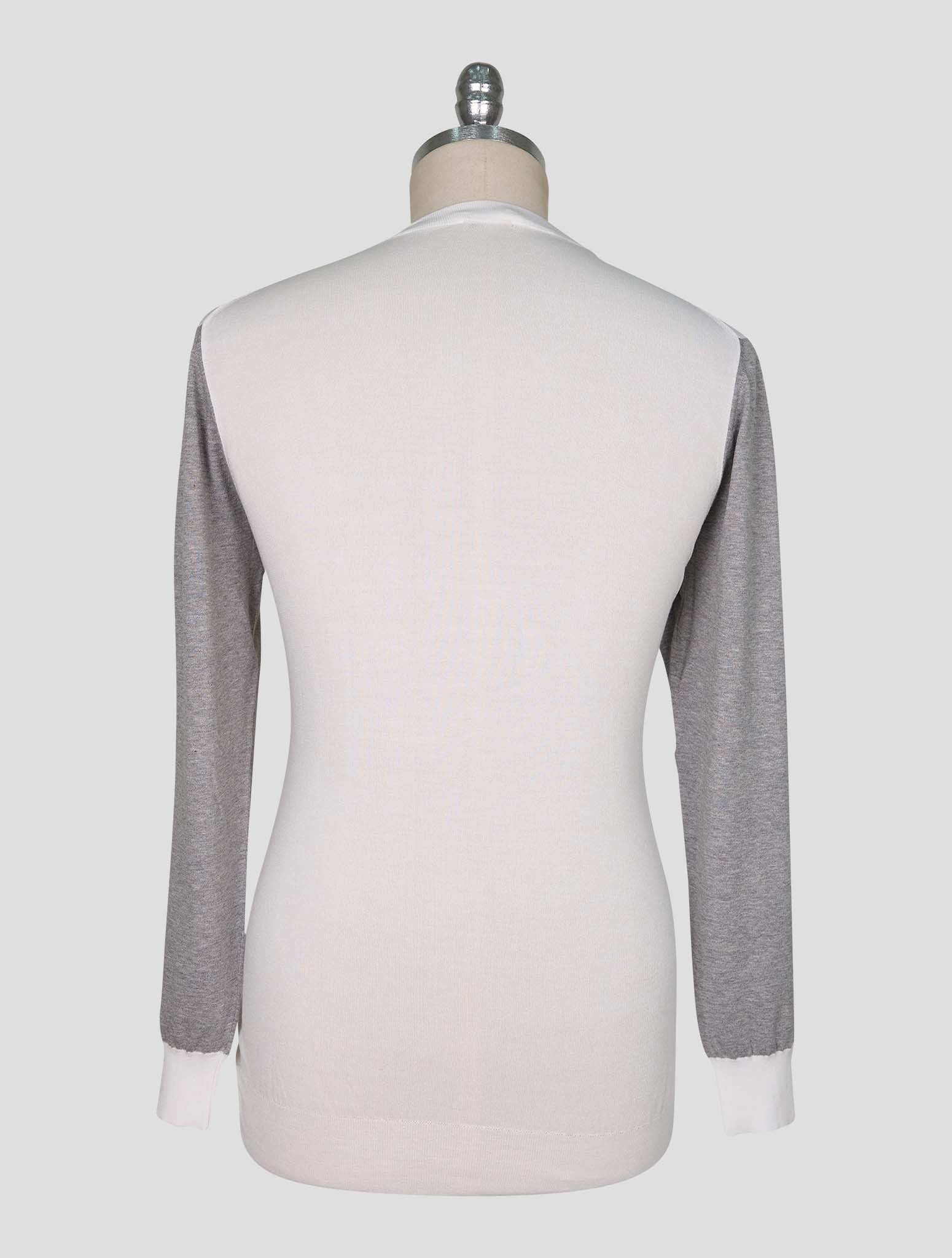Kiton White Cotton Sweater Crewneck