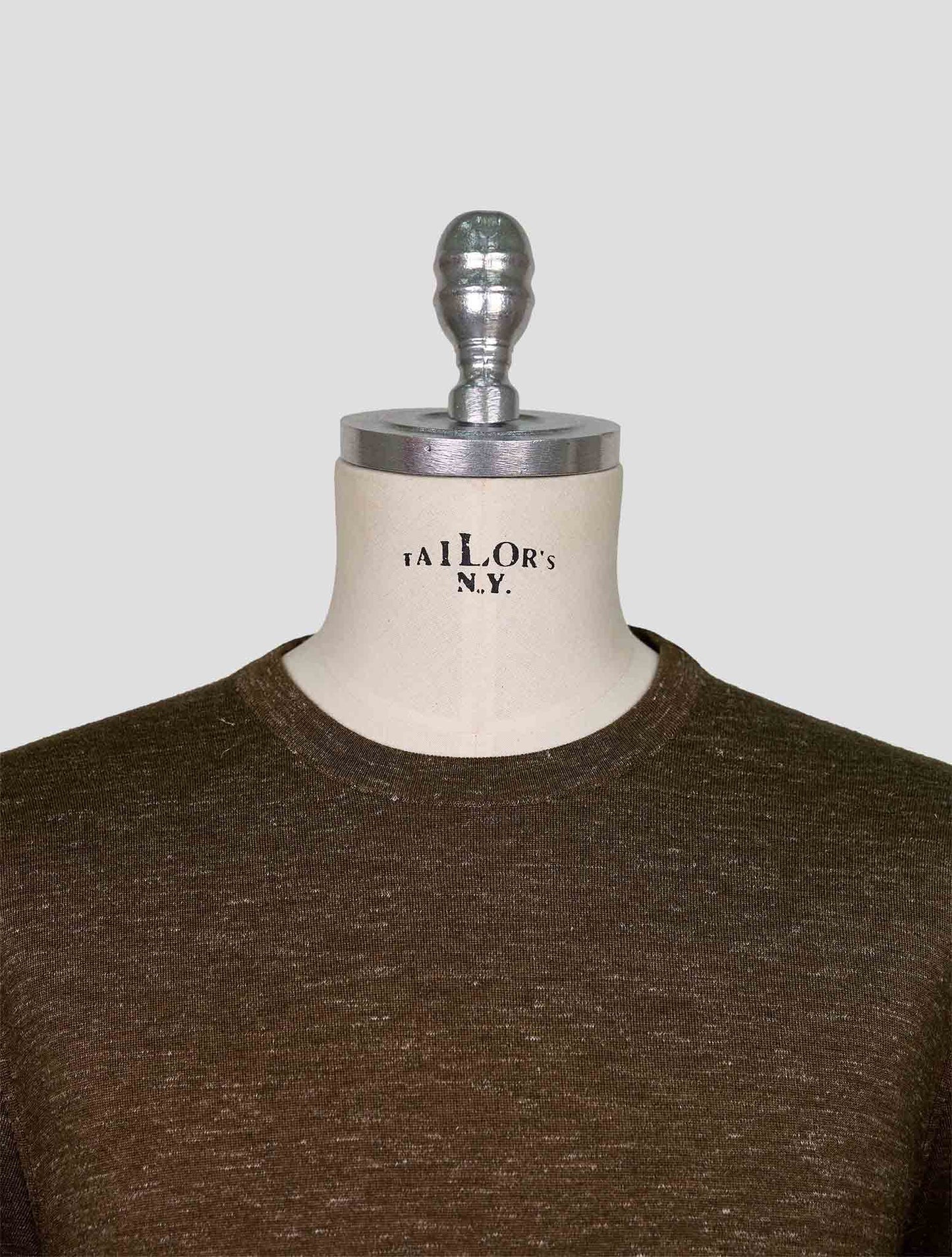 Kiton Brown Cashmere Silk Linen Sweater Crewneck
