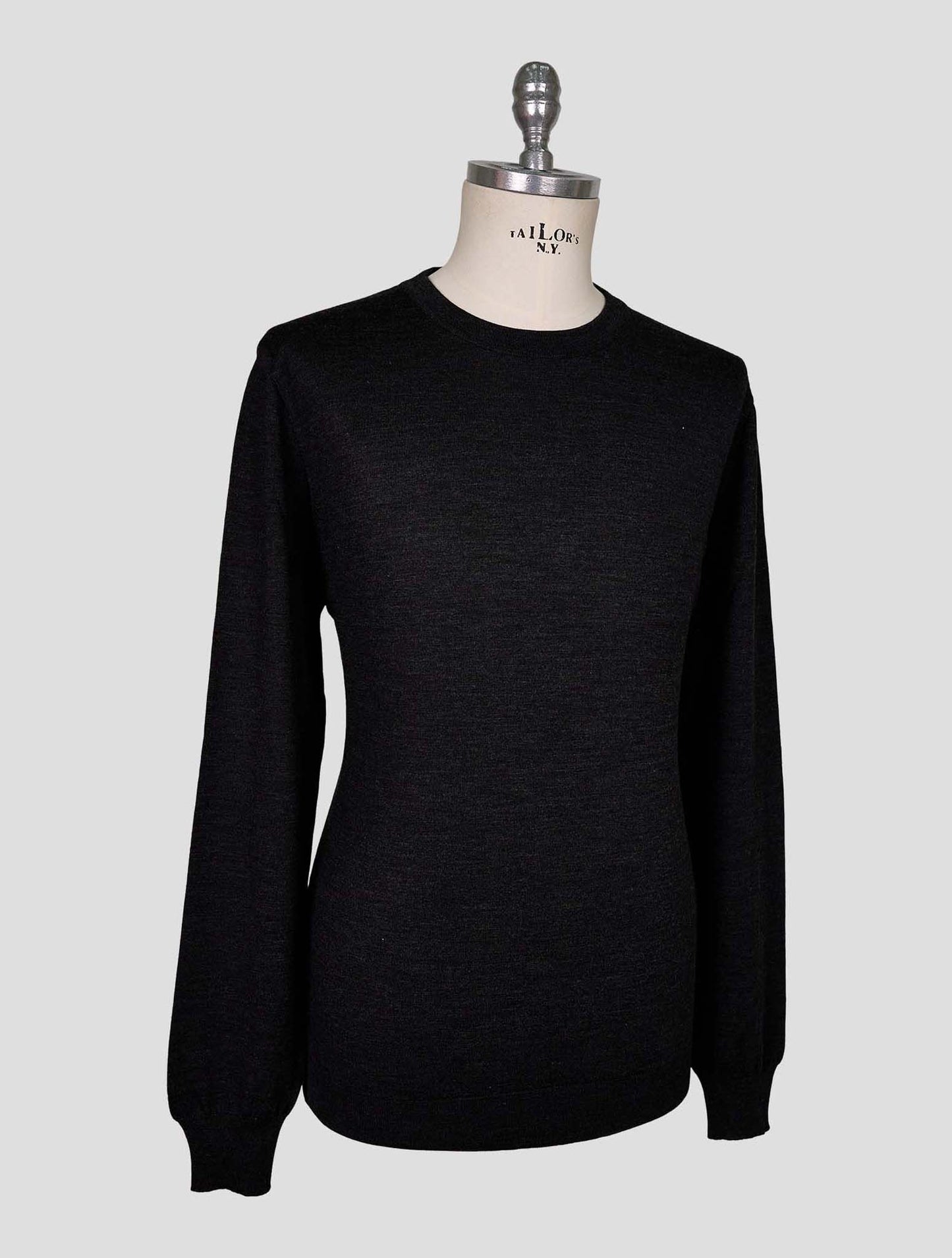 Kiton Black Wool Sweater Crewneck