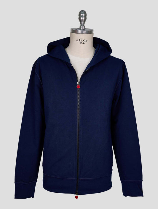 Kiton Blue Cotton Ea Sweater Full Zip