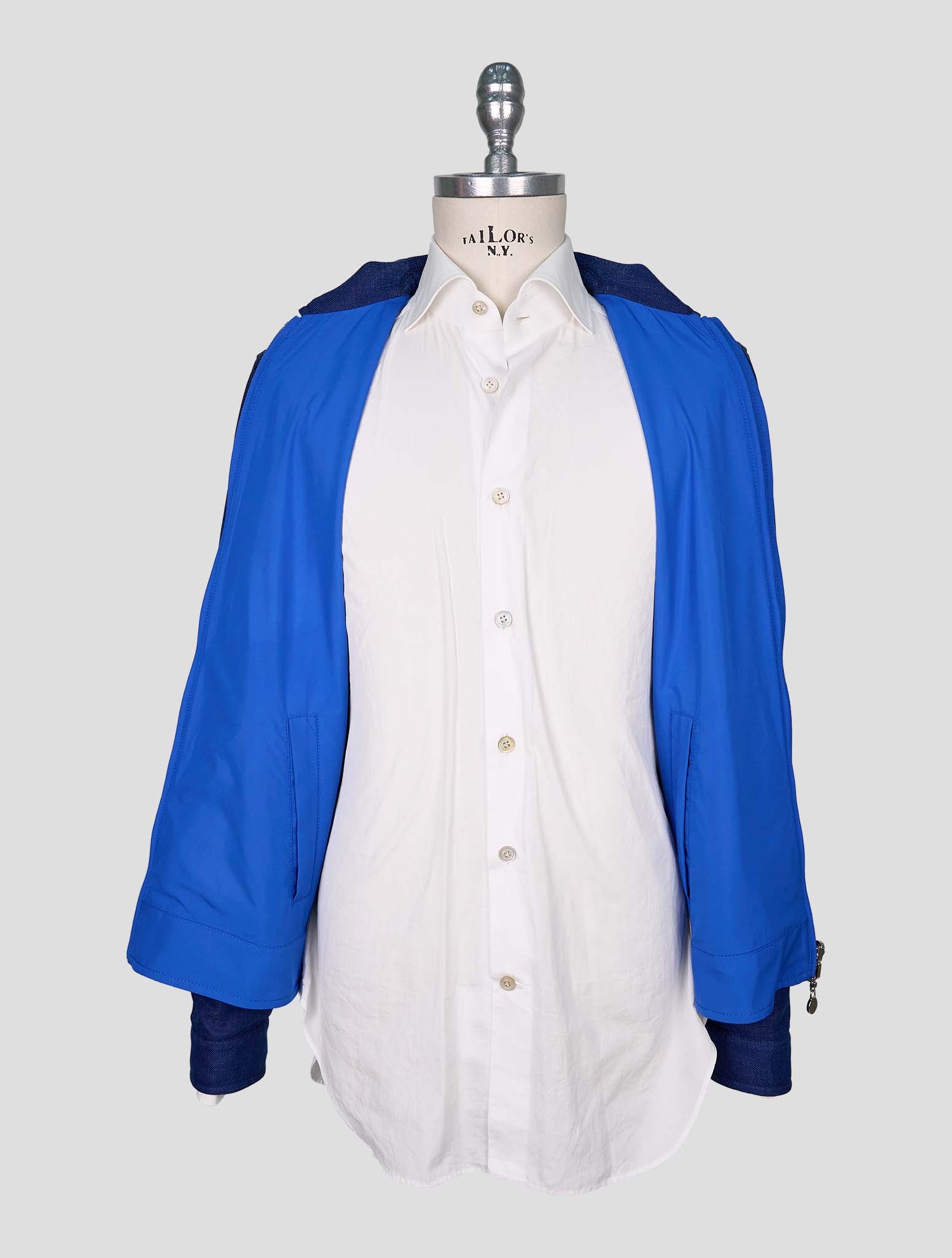 Kiton Blue Wool Silk Linen Coat