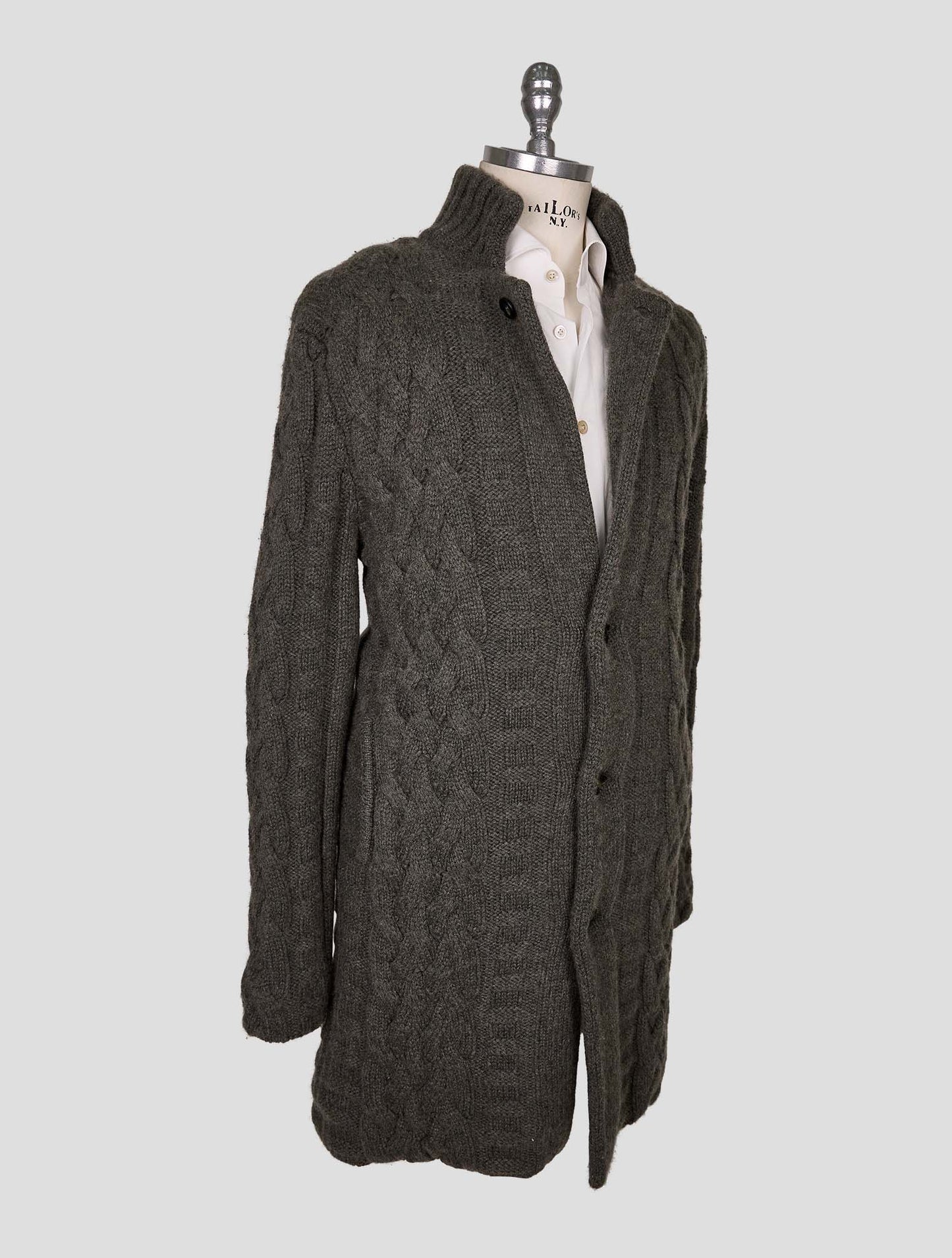 Kiton Green Cashmere Mink Fur Sweater Coat
