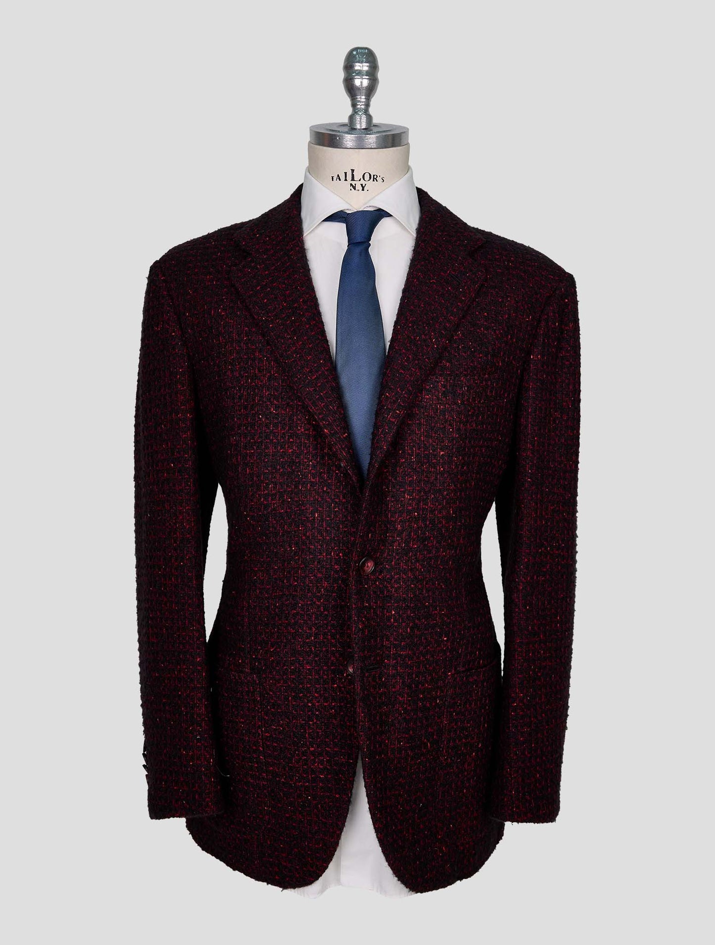 Kiton Red Black Cashmere Silk Blazer