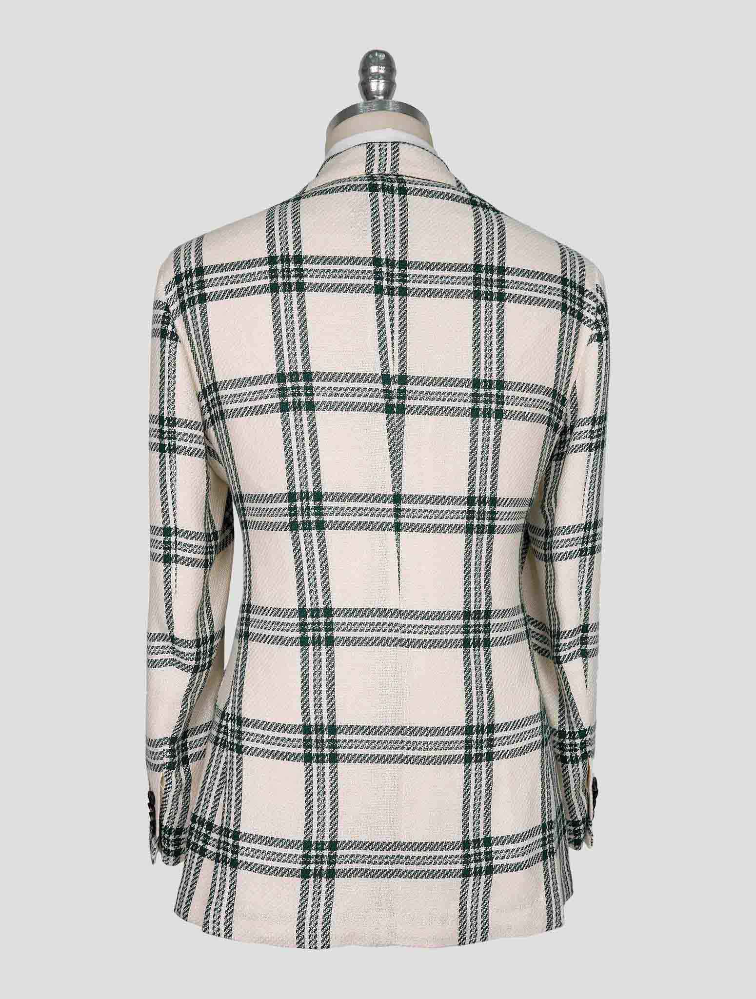 Kiton Green White Cashmere Linen Blazer