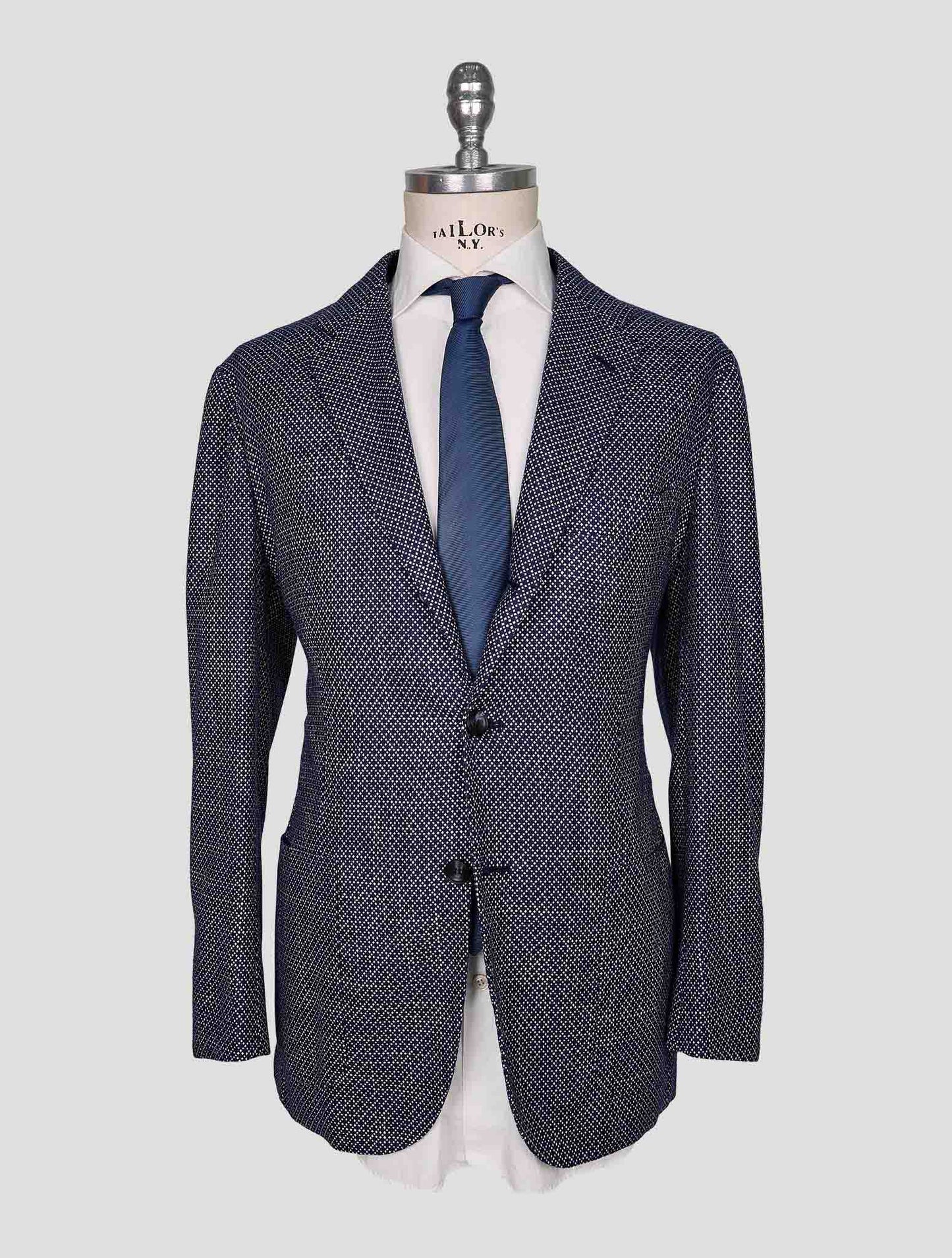 Kiton Blue White Cashmere Silk Blazer