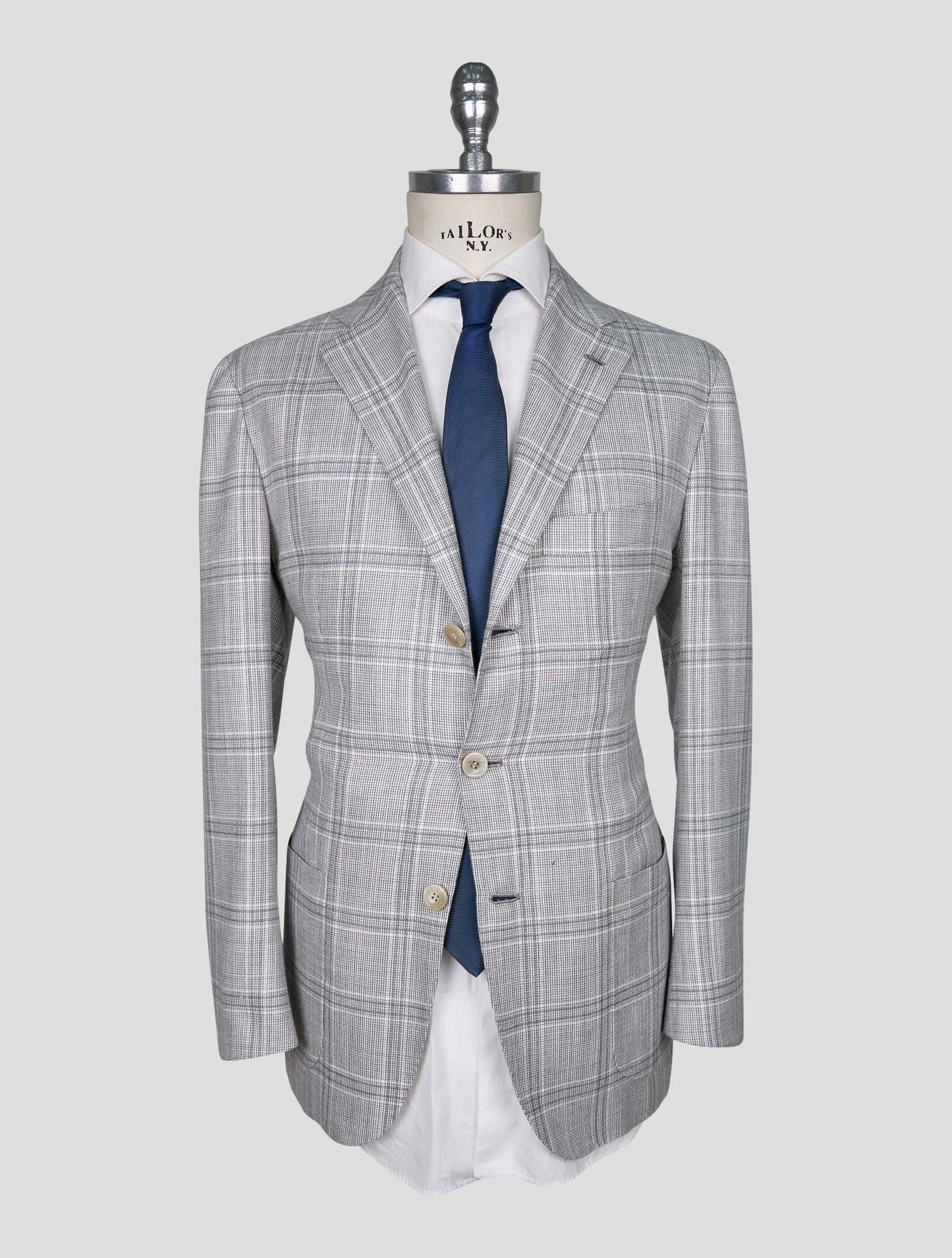 Kiton Gray White Cashmere Wool Silk Linen Blazer