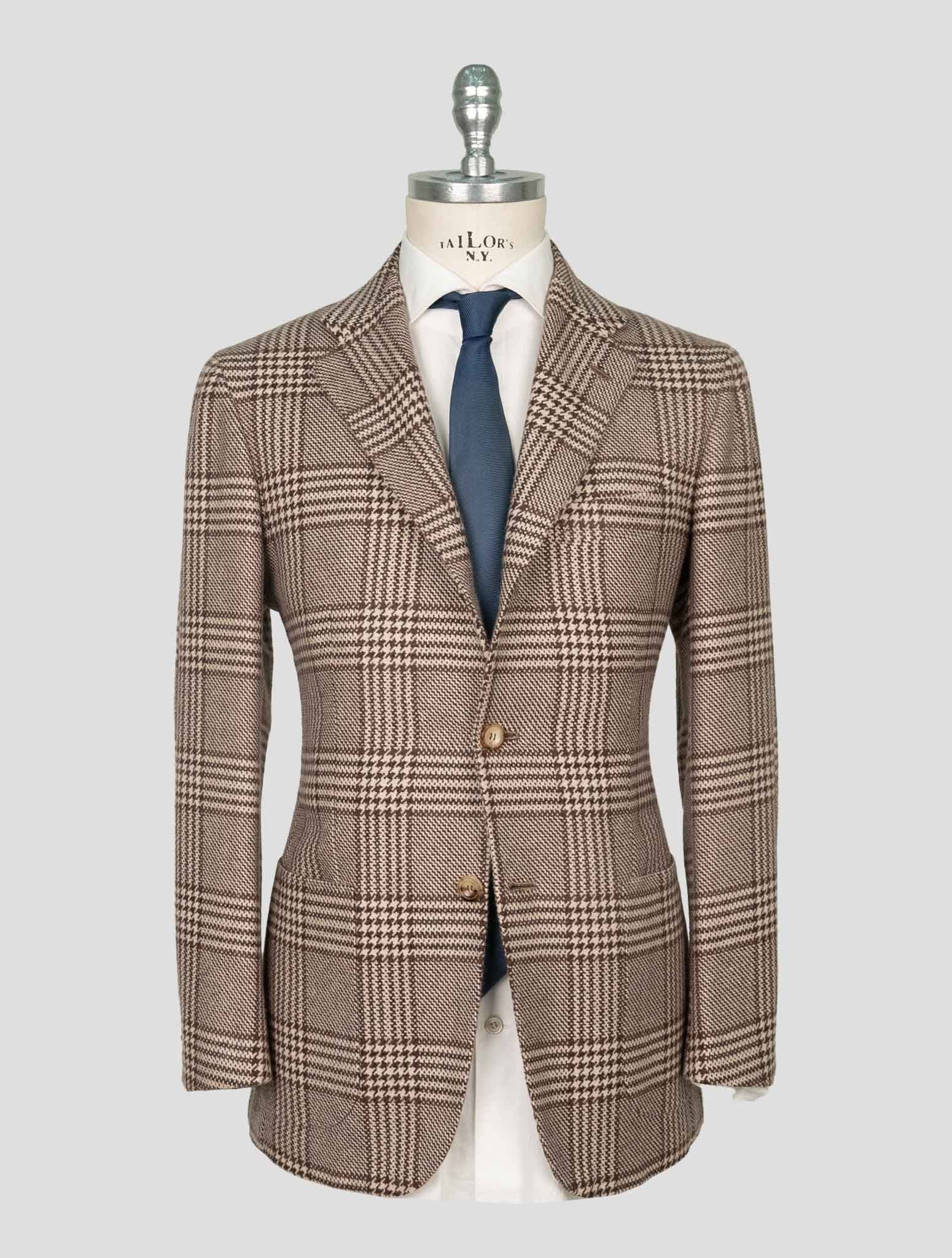 Kiton Brown White Cashmere Blazer