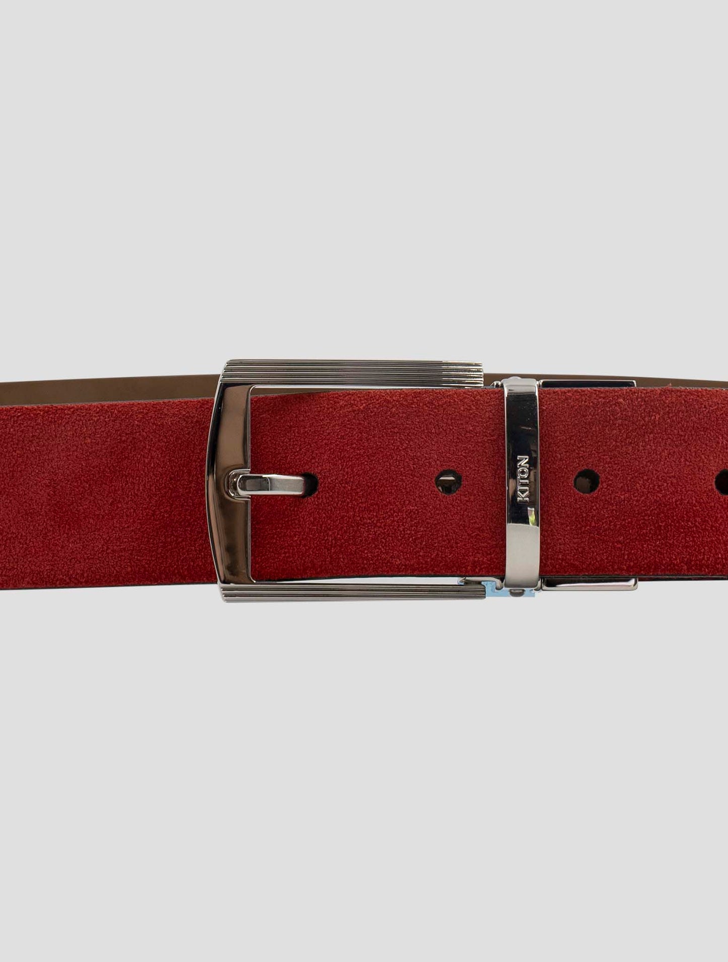 Kiton Burgundy Leather Suede Belt