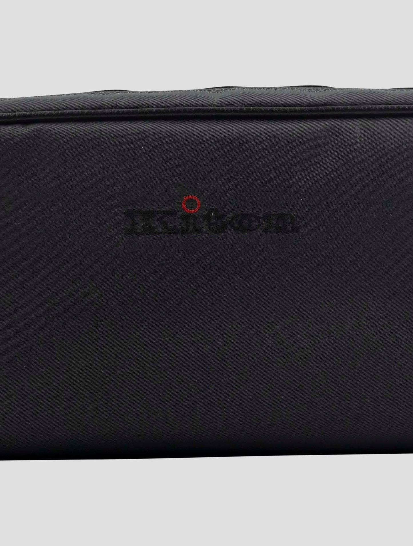 Kiton Gray Pa Cotton Leather Beauty Case Bag