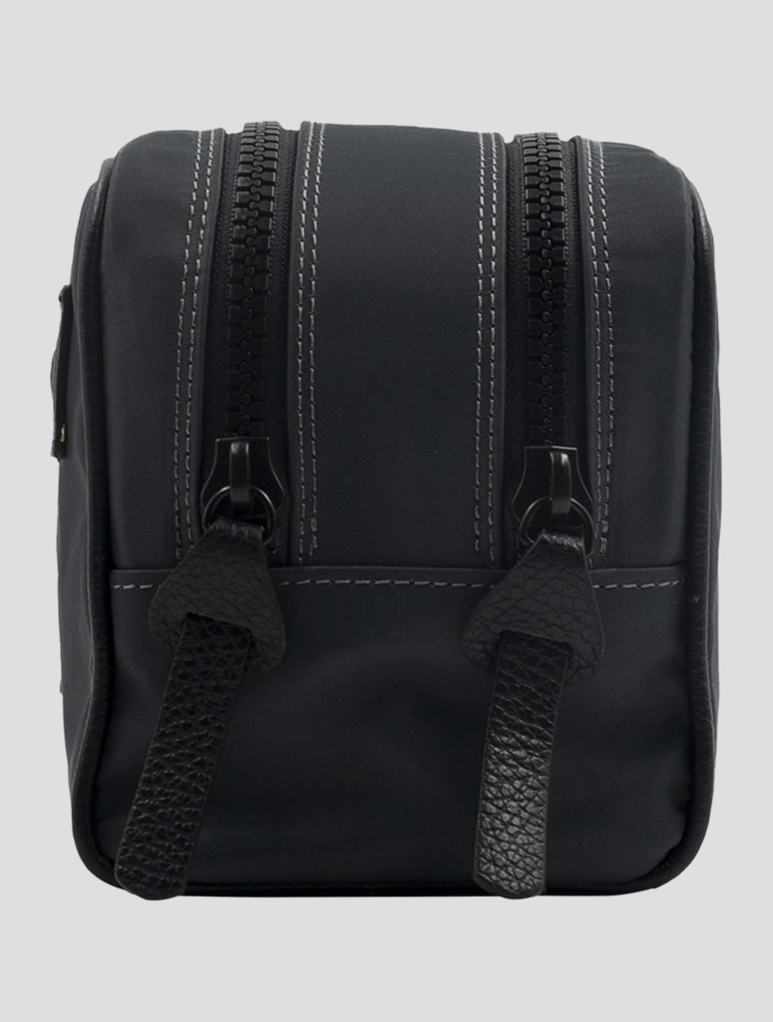 Kiton Gray Pa Cotton Leather Beauty Case Bag
