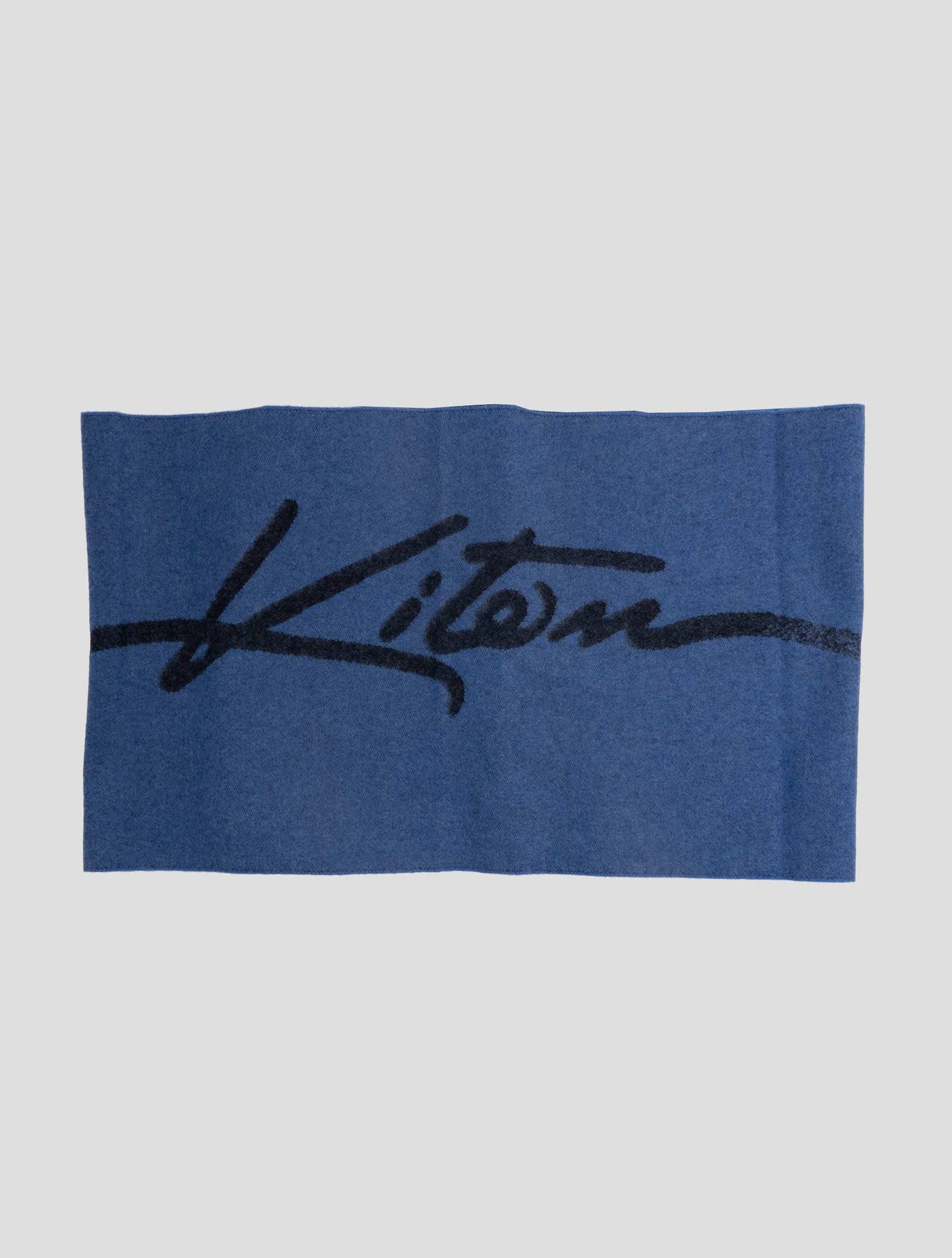Kiton Blue Cashmere Scarf 35x180
