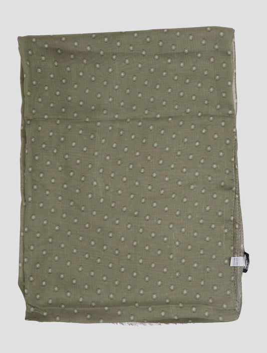 Kiton Green White Linen Scarf 65x180