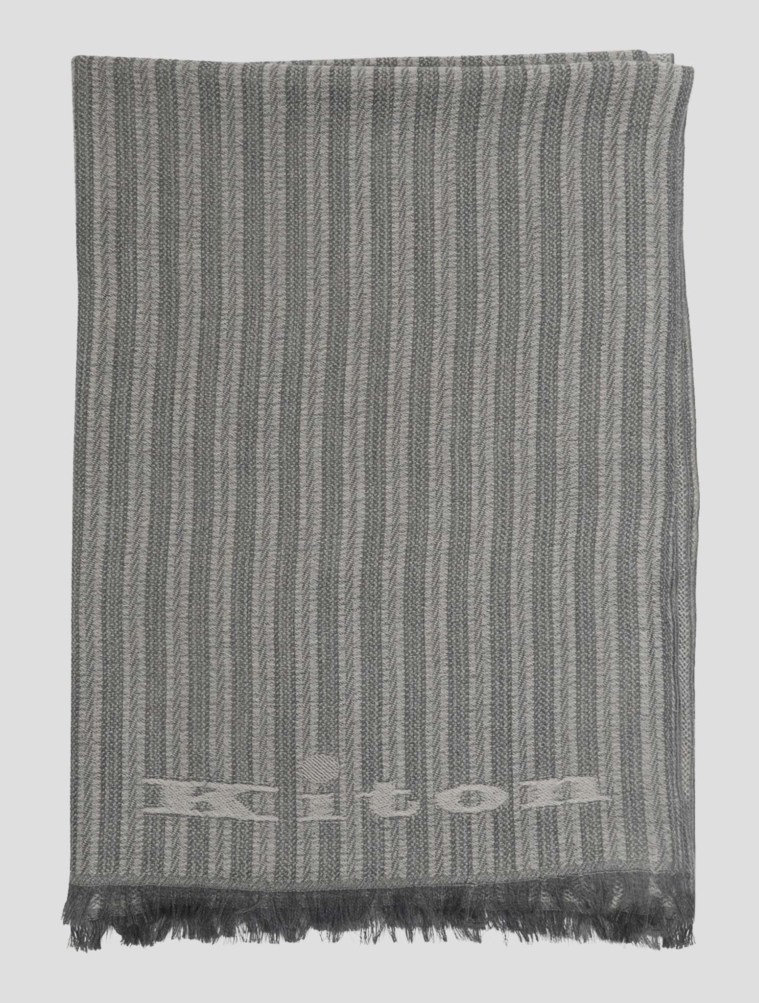 Kiton Gray White Cashmere Scarf 70x180