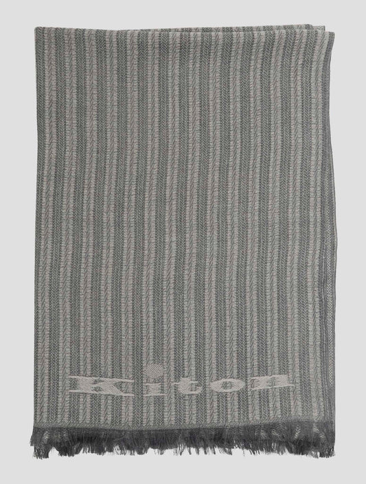 Kiton Gray White Cashmere Scarf 70x180
