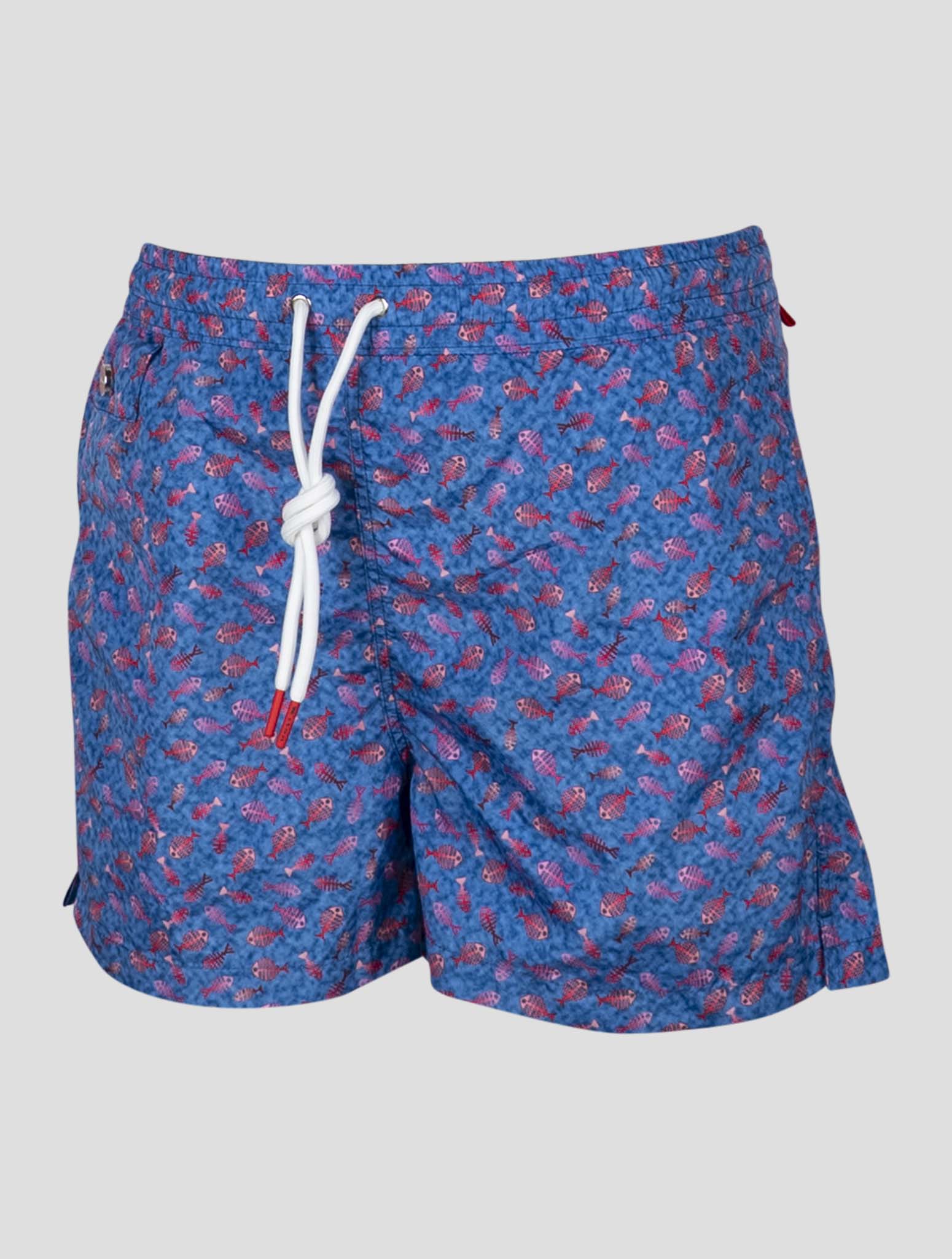 Kiton Light Blue Red Pl Swim Trunks