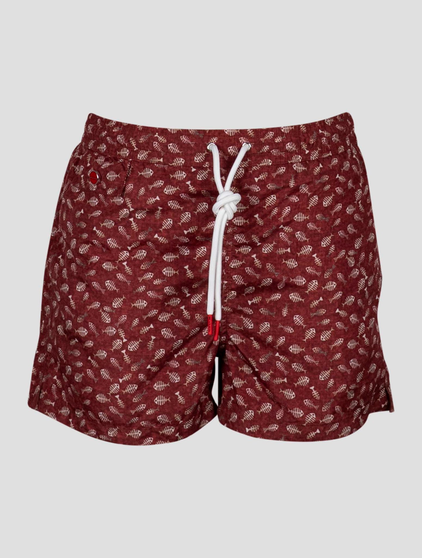 Kiton Burgundy White Pl Swim Trunks