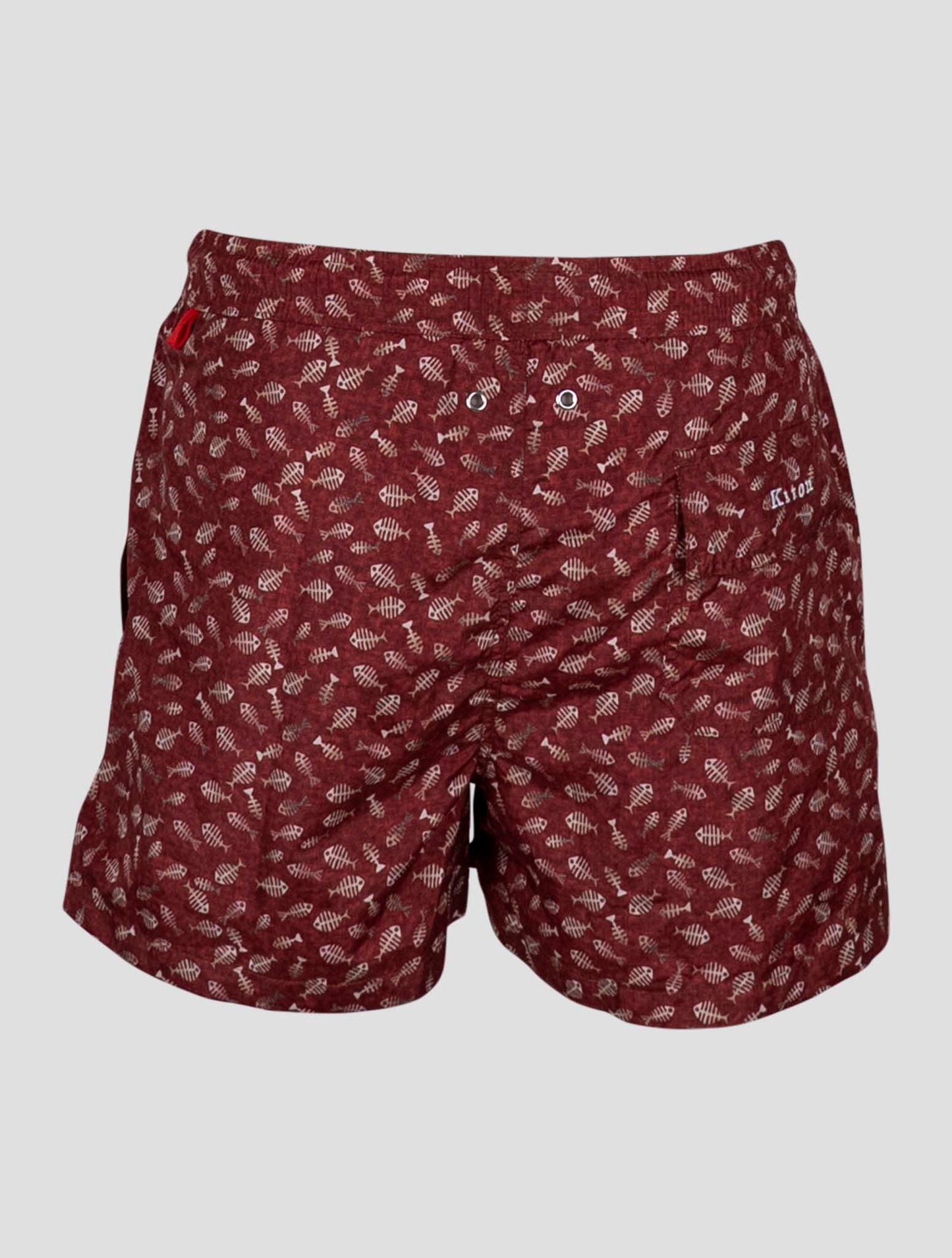 Kiton Burgundy White Pl Swim Trunks