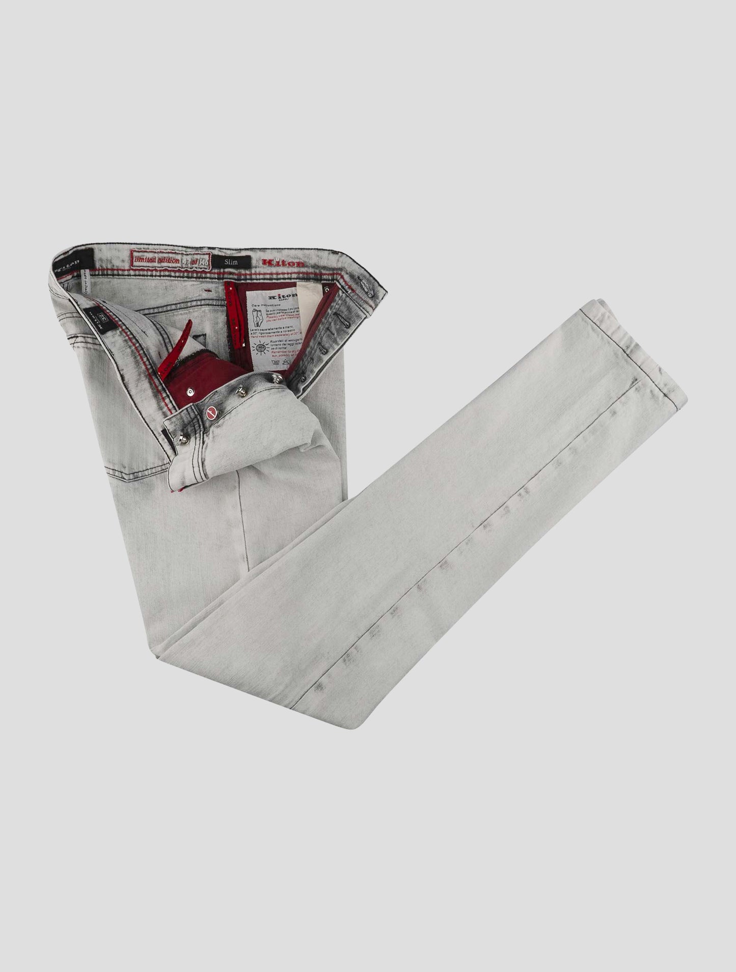 Kiton Light Gray Cotton Ea Limited Edition Jeans