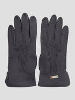 Kiton Gray Leather Deer Gloves Women