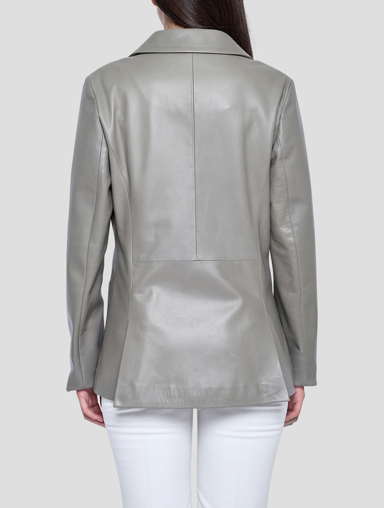 Kiton Green Leather Blazer Women