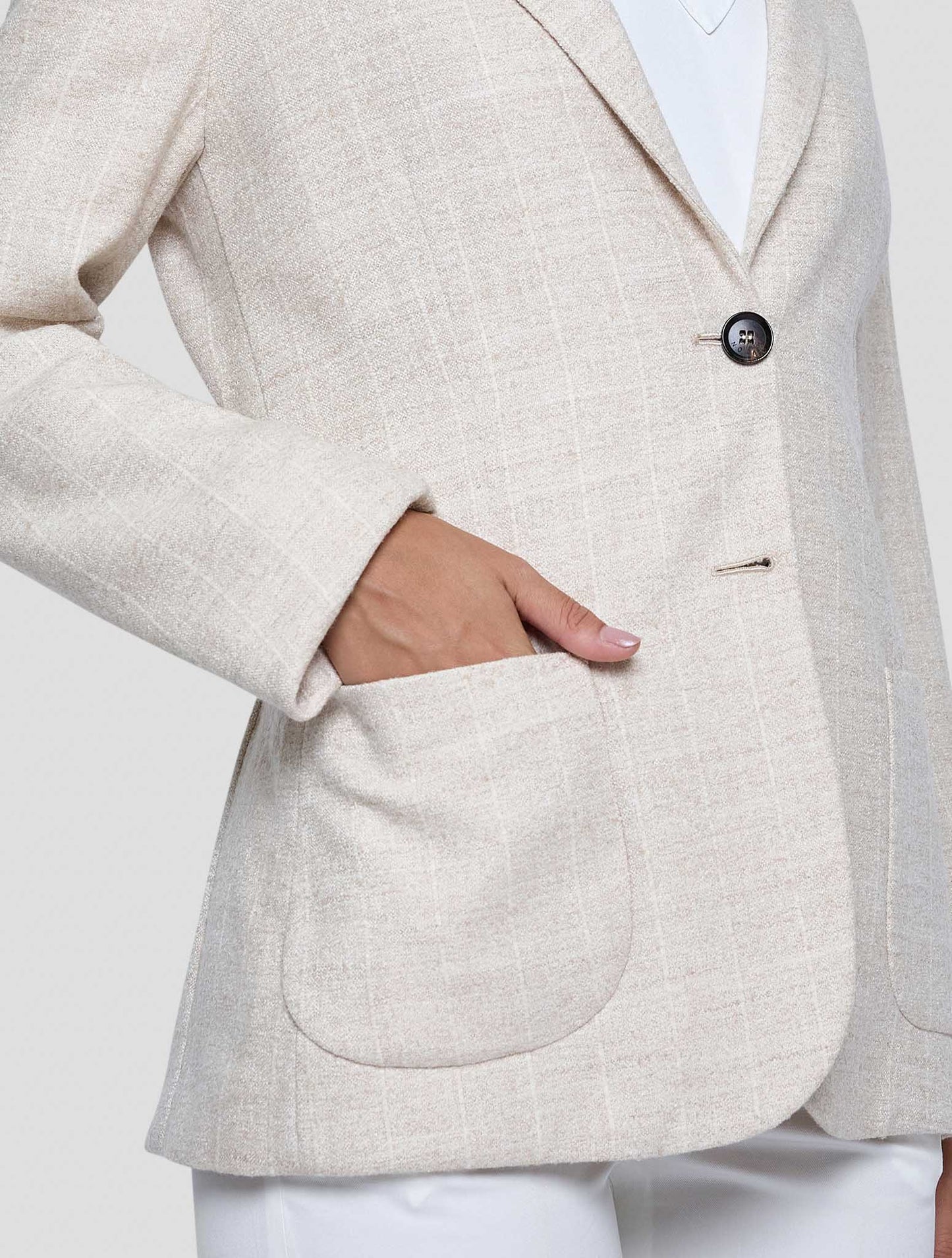 Kiton Beige Alpaca Pa Linen Blazer Women