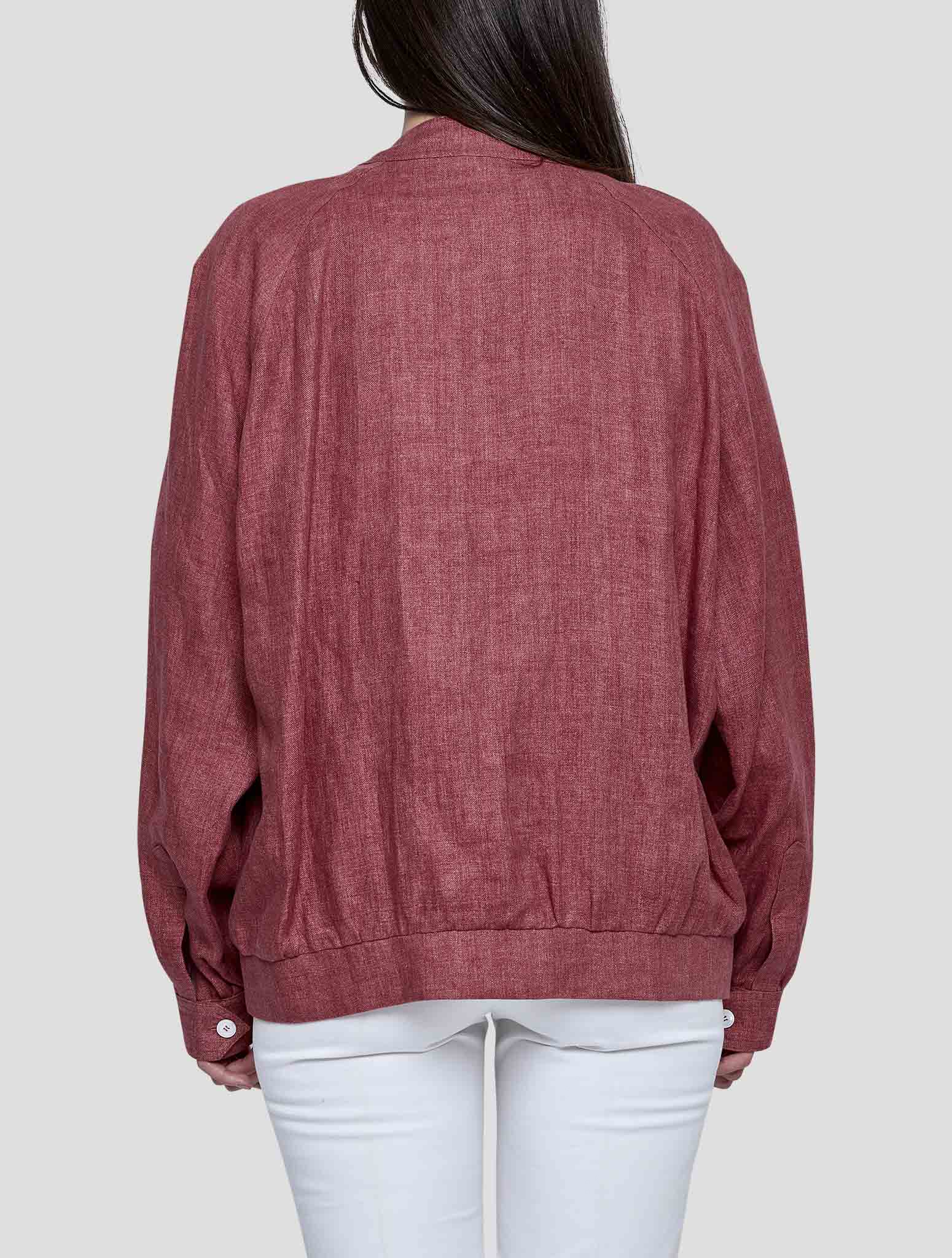 Kiton Burgundy Linen Blazer Women