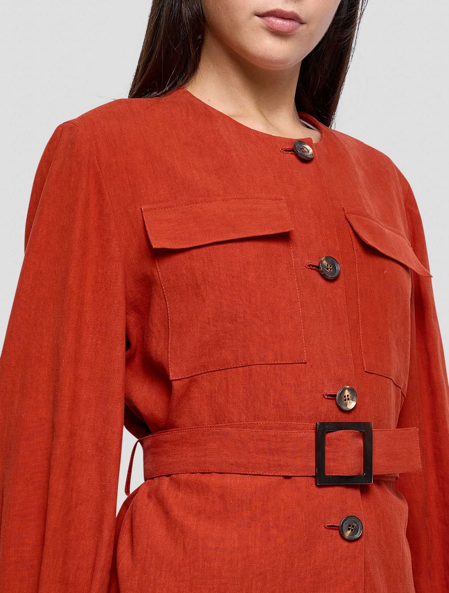 Kiton Red Linen Blazer Women