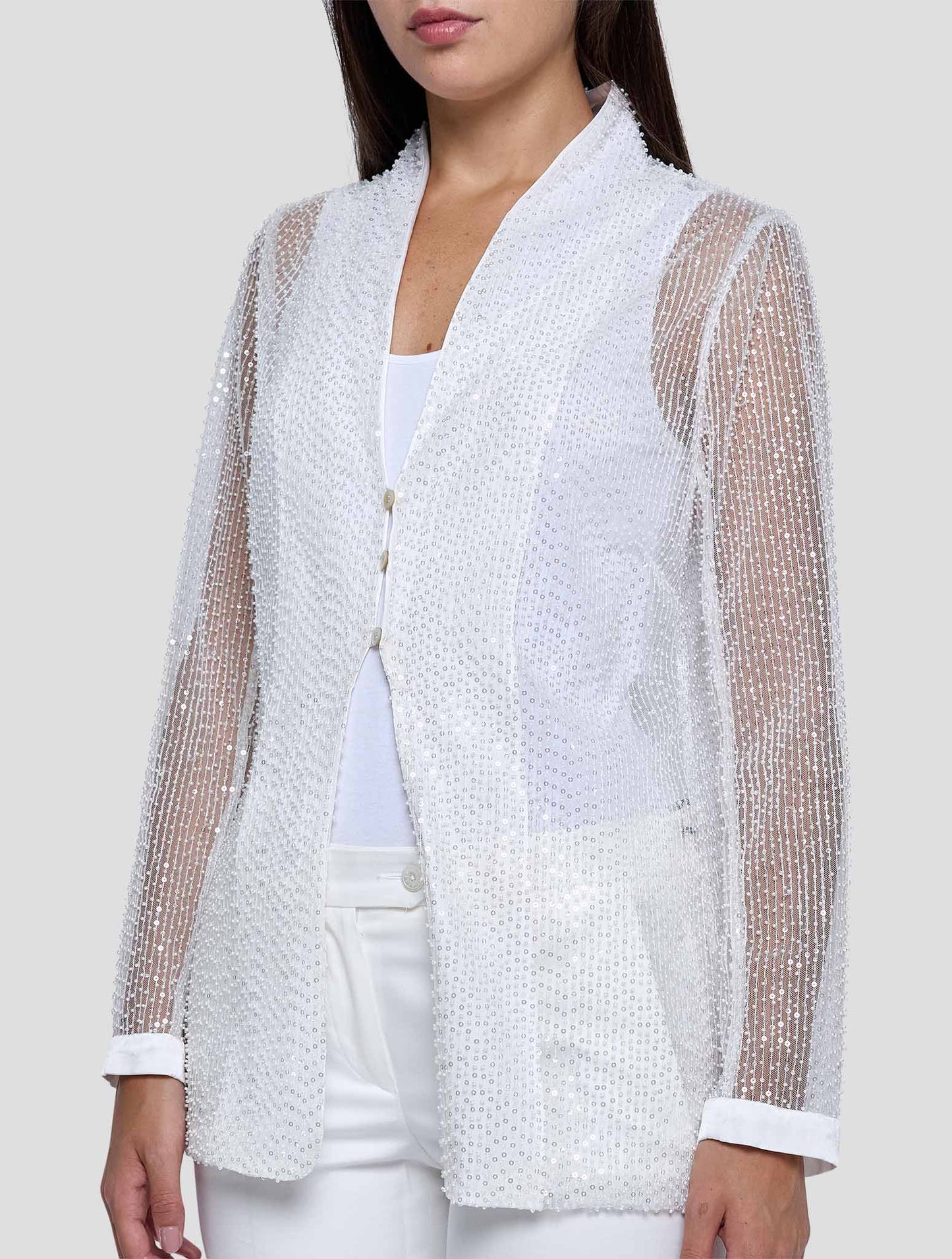 Kiton White Pl Blazer Women