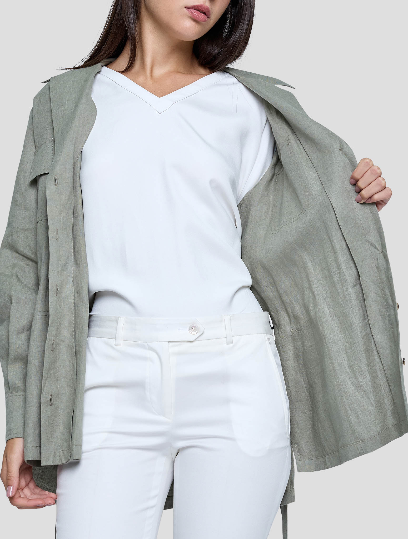 Kiton Green Linen Shirt Women