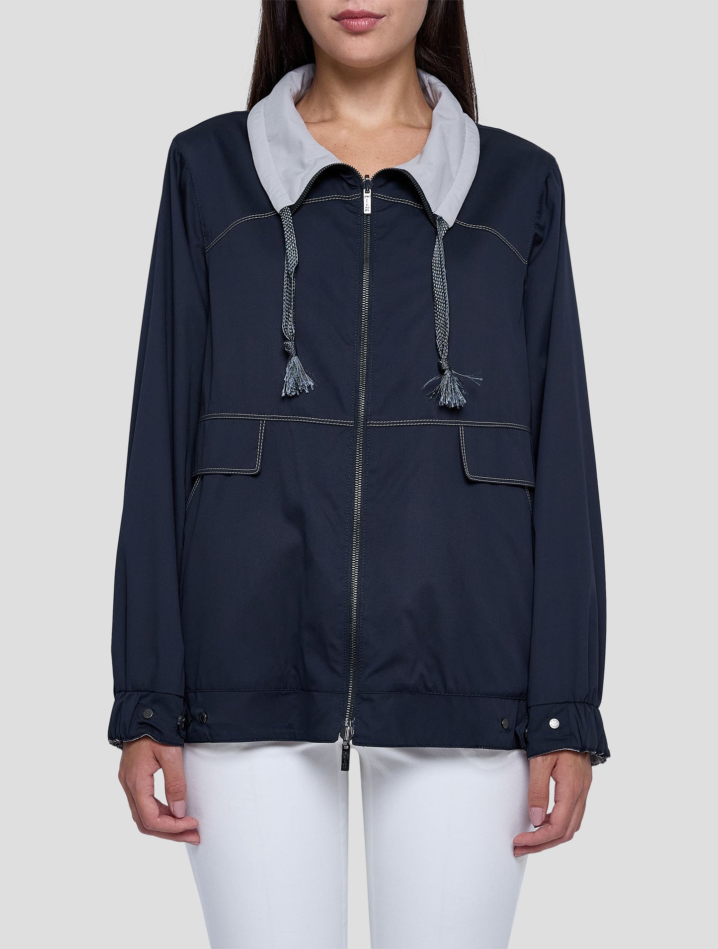 Kiton Gray Silk Reverse Coat Women