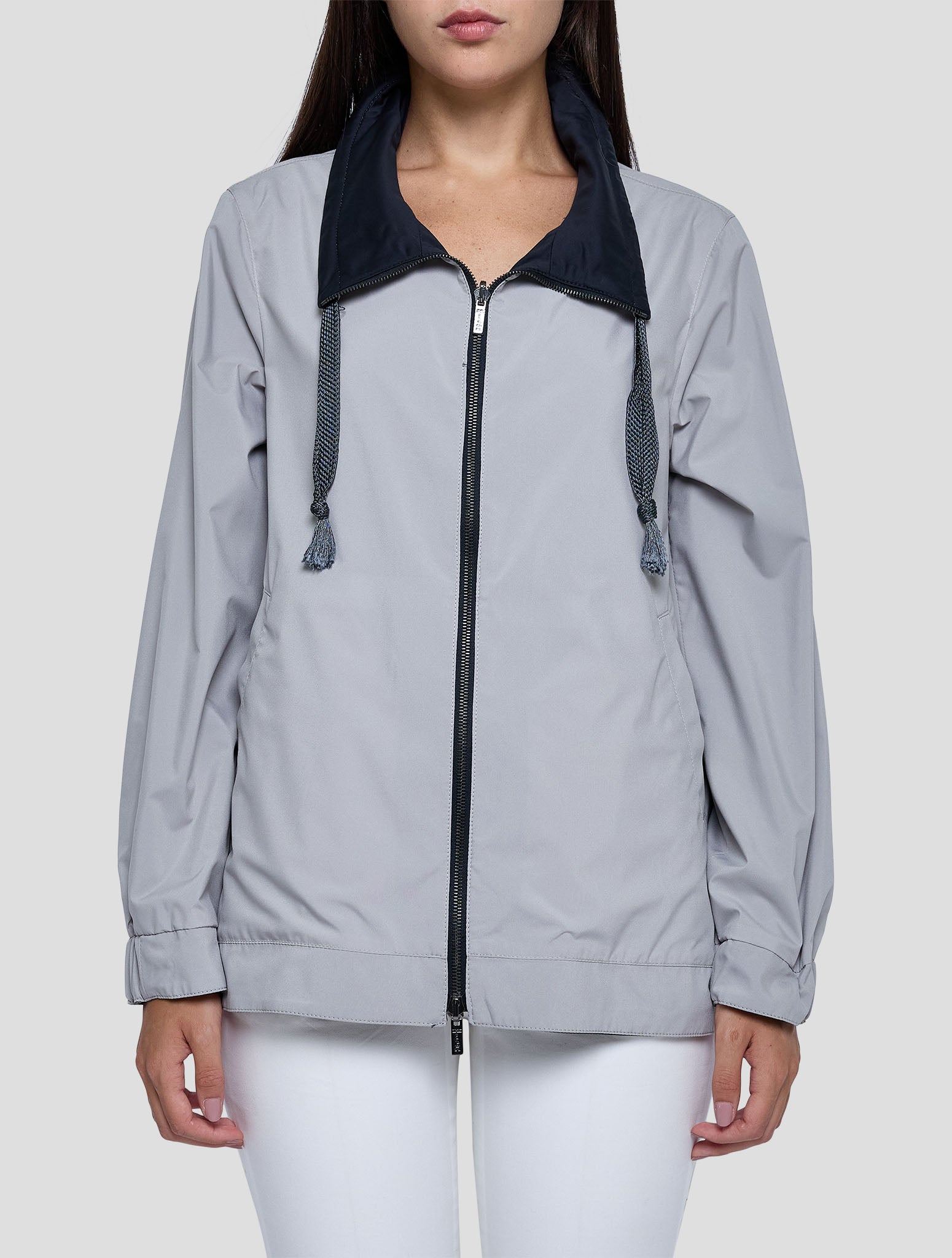 Kiton Gray Silk Reverse Coat Women