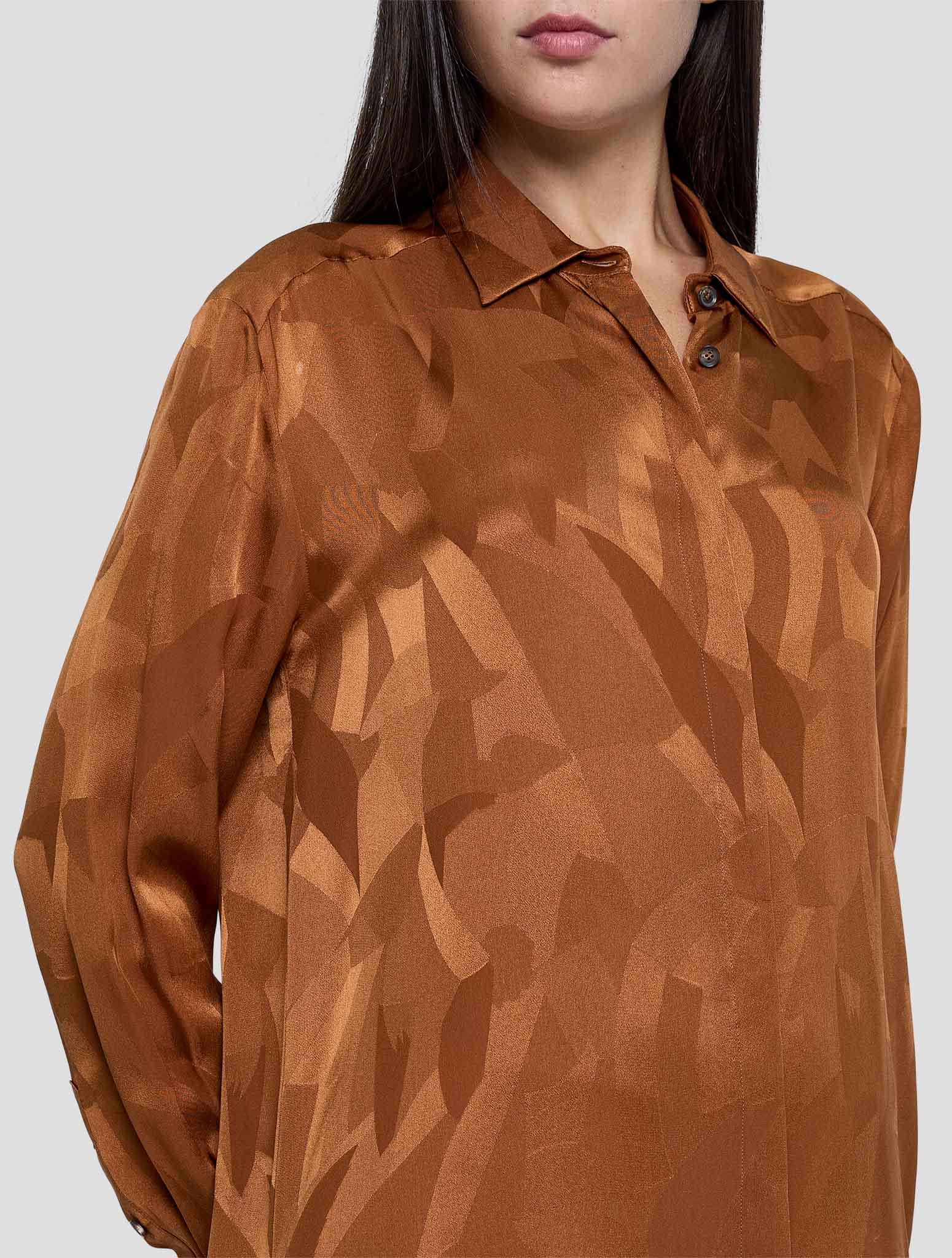 Kiton Orange Silk Shirt Women