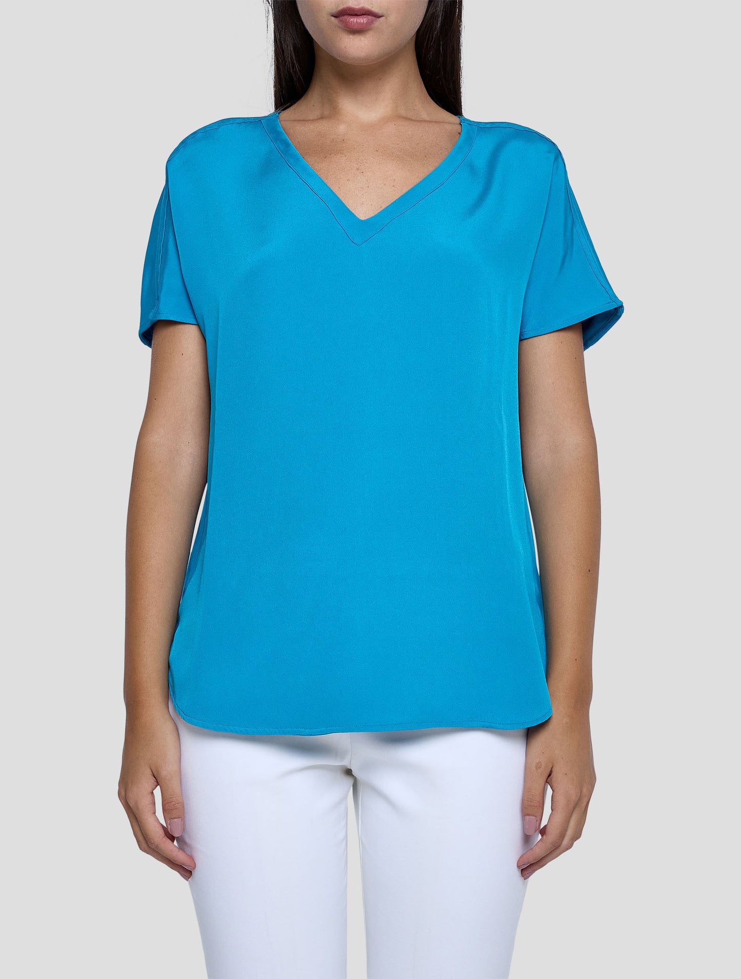 Kiton Blue Silk Shirt Women
