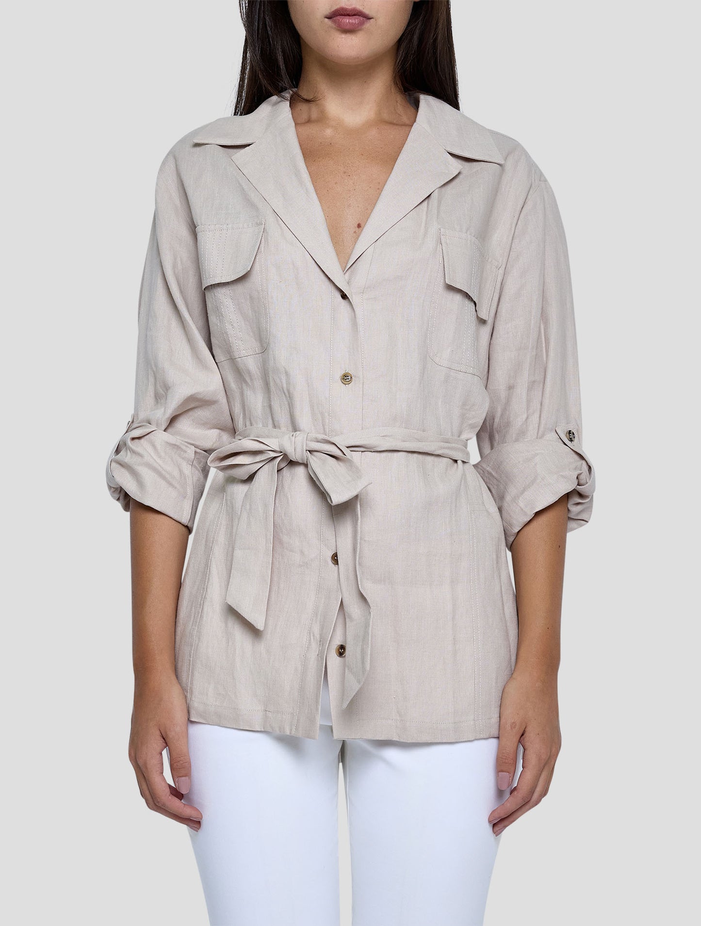 Kiton Beige Cotton Silk Shirt Women
