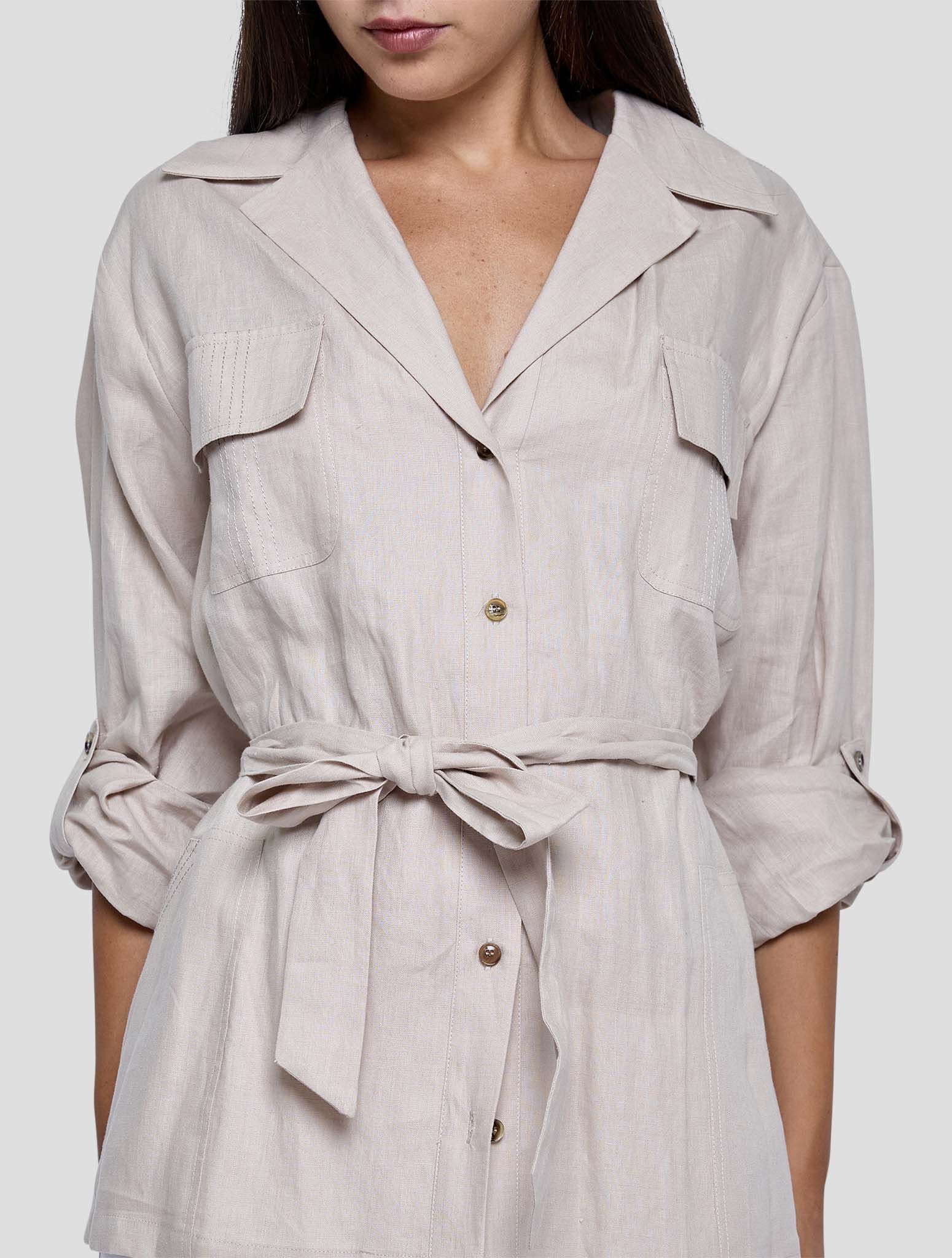 Kiton Beige Cotton Silk Shirt Women