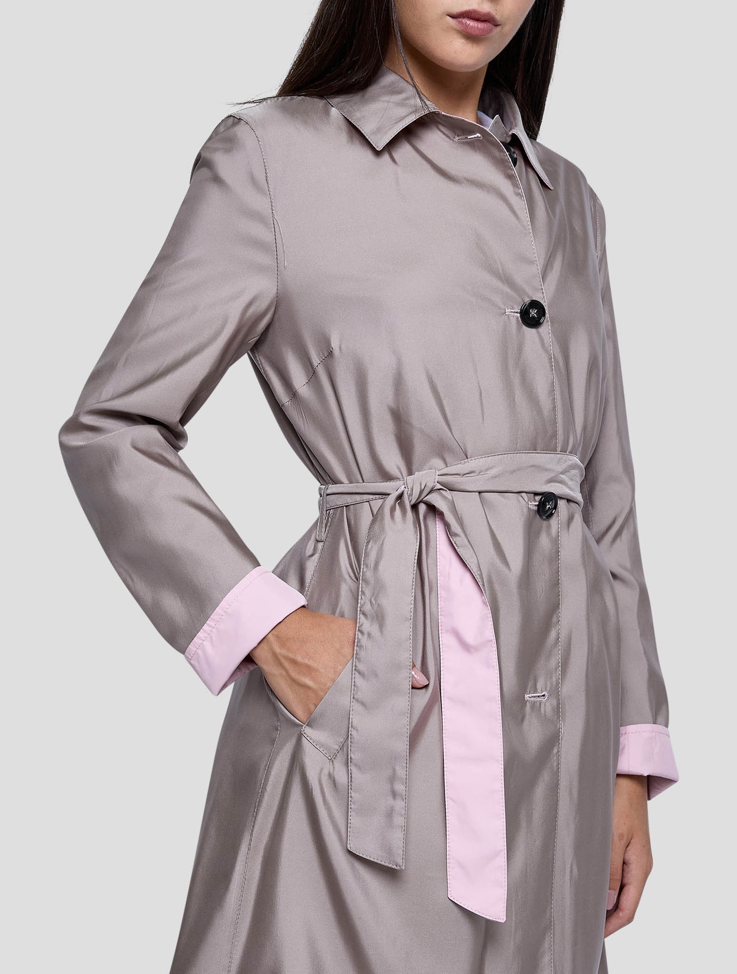 Kiton Taupe Pink Pl Reverse Overcoat Women