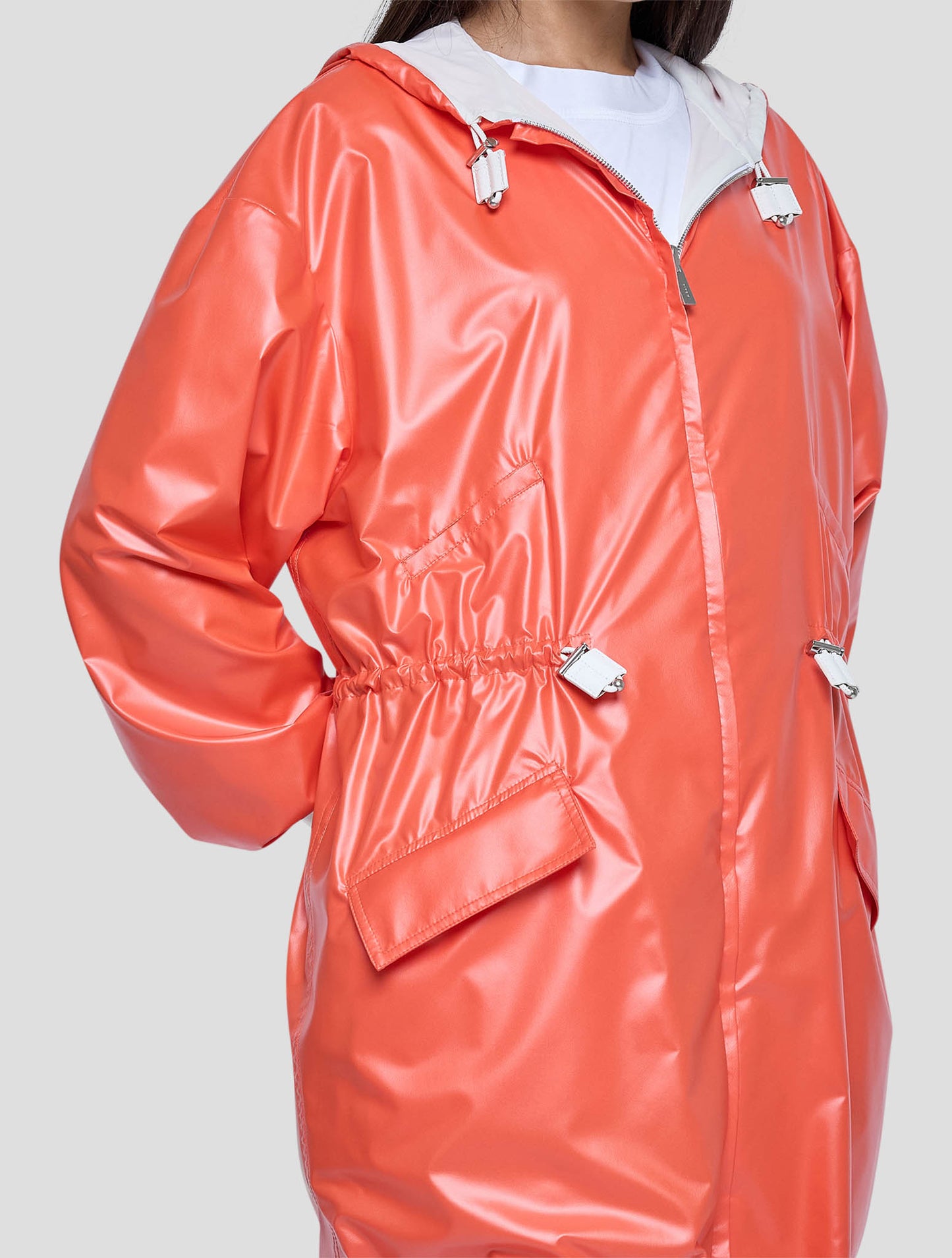 Kiton Orange White Pl Coat Women