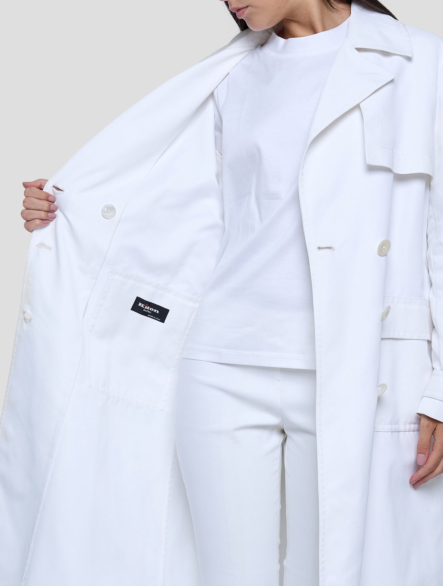 Kiton White Pa Overcoat Women