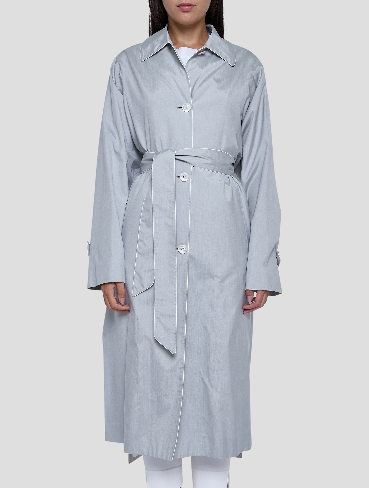 Kiton Gray Silk Overcoat Women