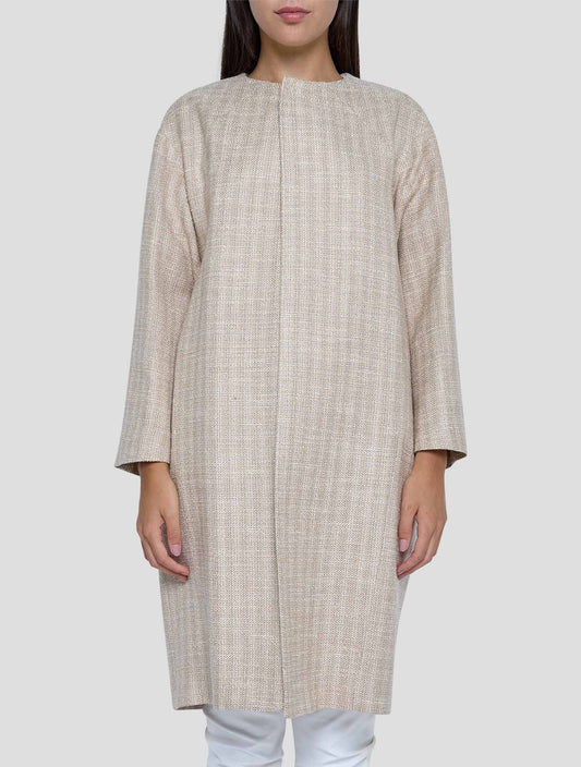 Kiton Beige Cotton PC Pl Pa Pm Overcoat Women
