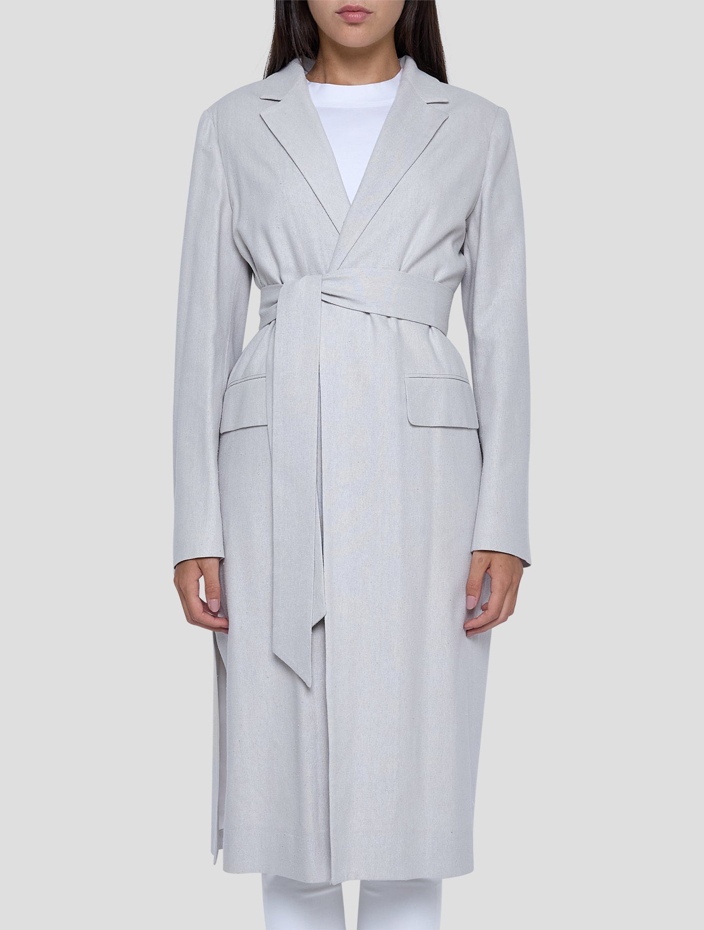 Kiton Gray Silk Overcoat Women
