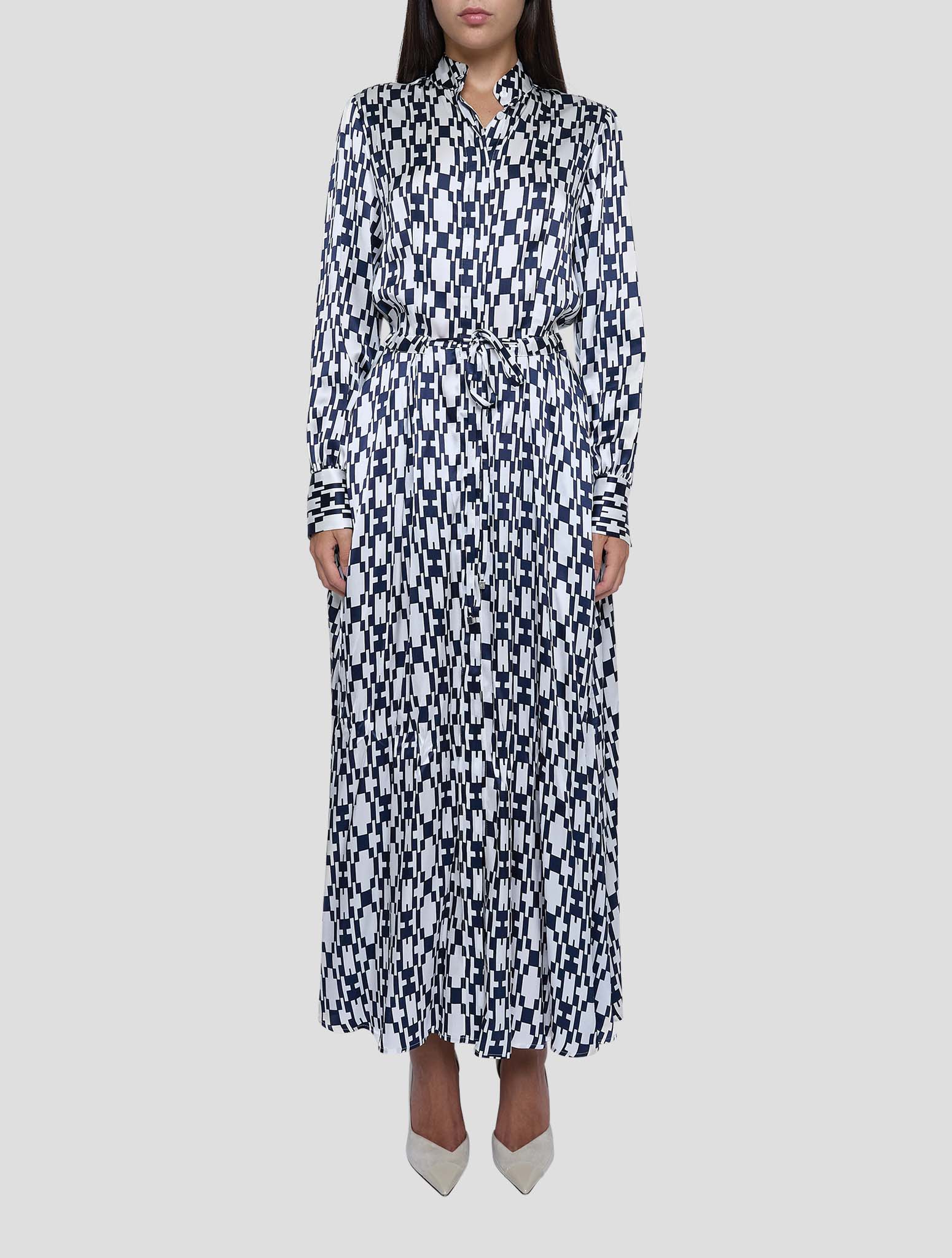 Kiton Blue White Silk Dress Women