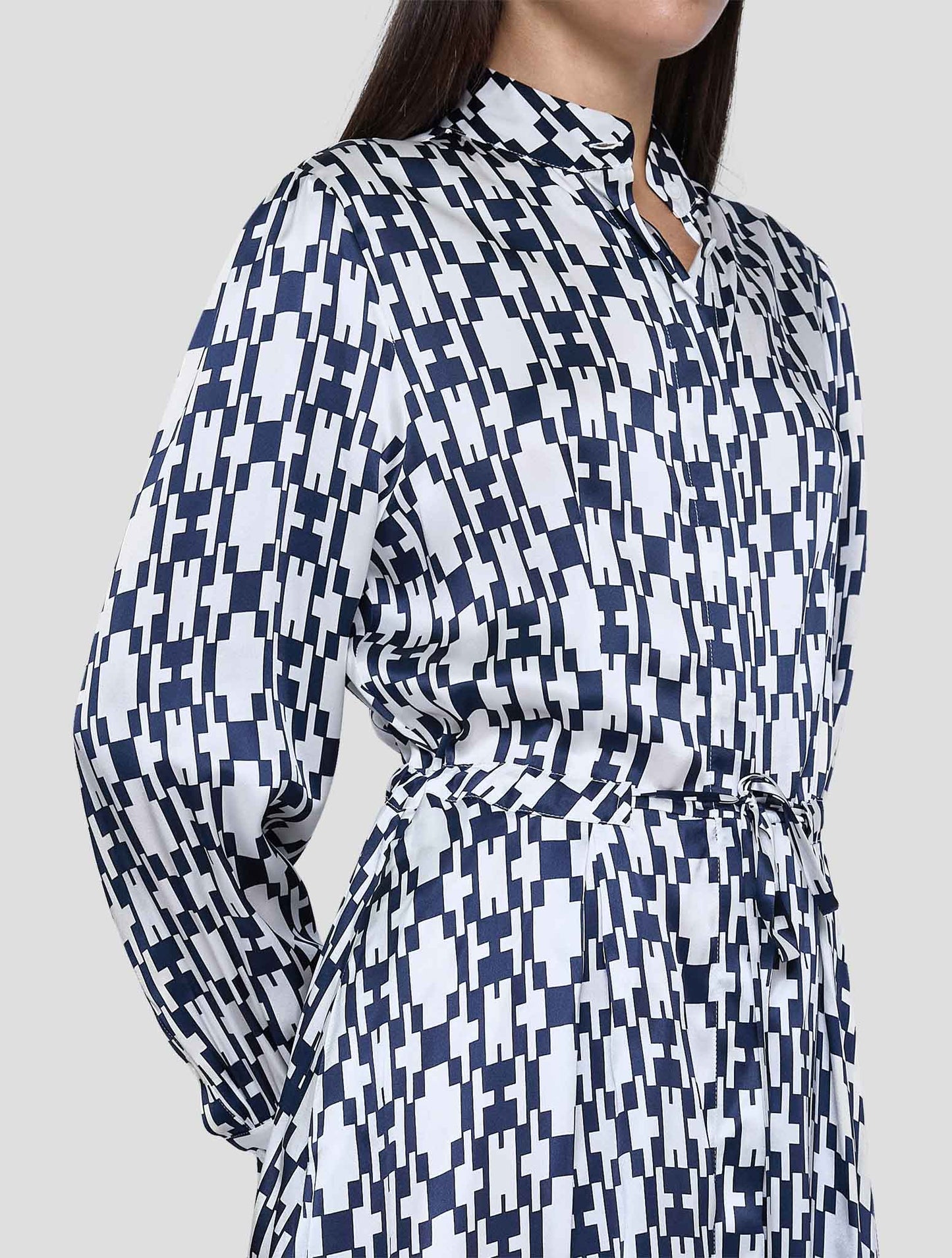 Kiton Blue White Silk Dress Women