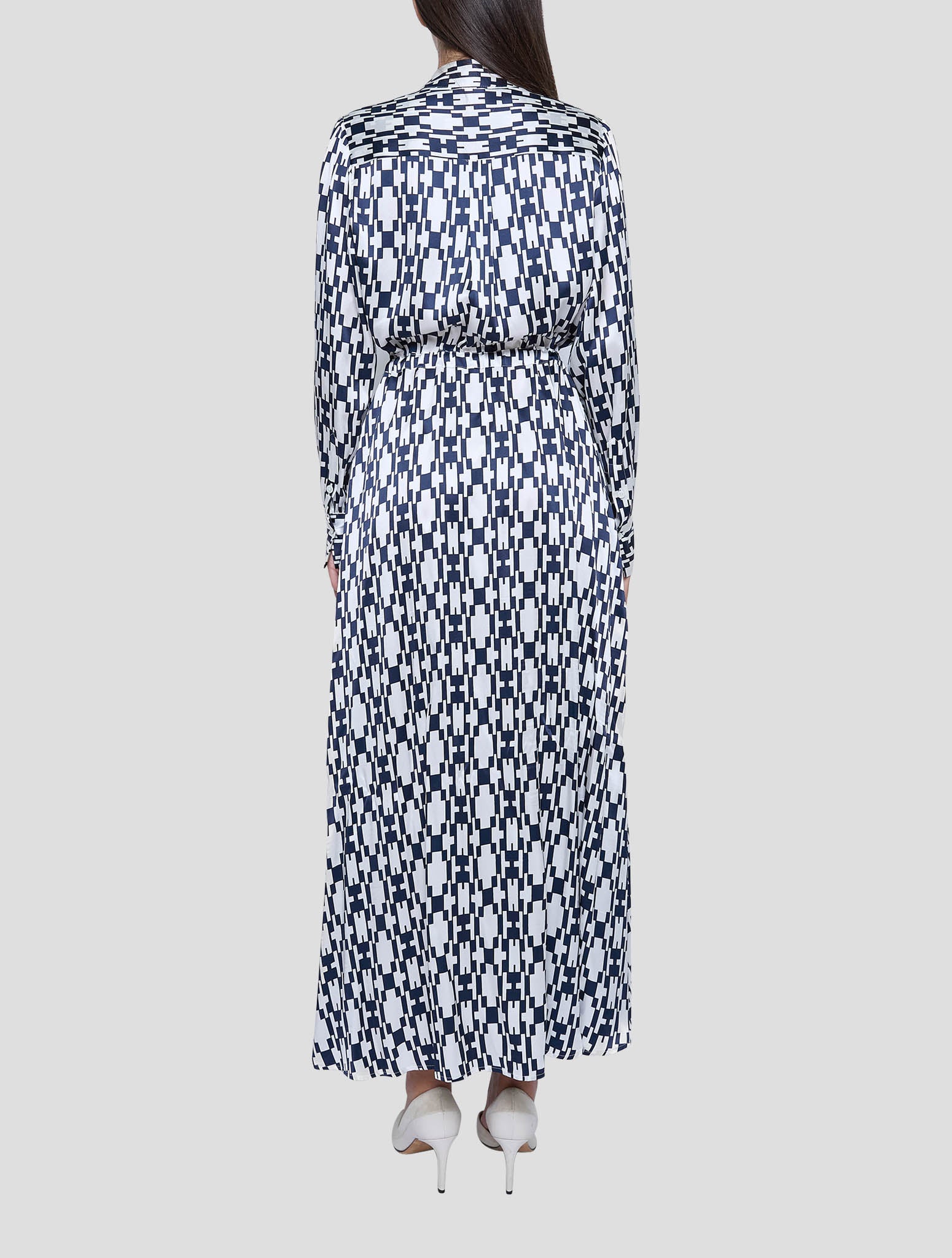 Kiton Blue White Silk Dress Women