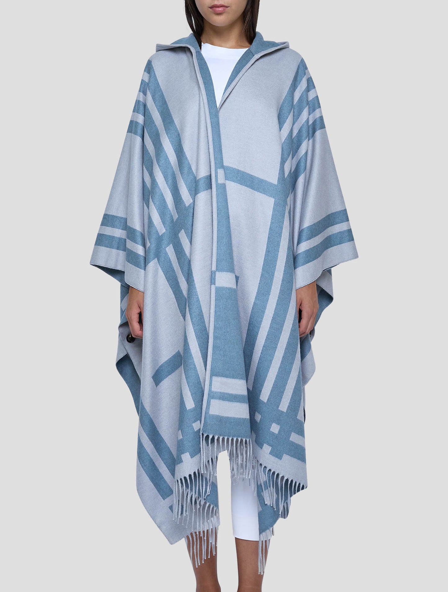 Kiton Gray Silk Cashmere Poncho Women