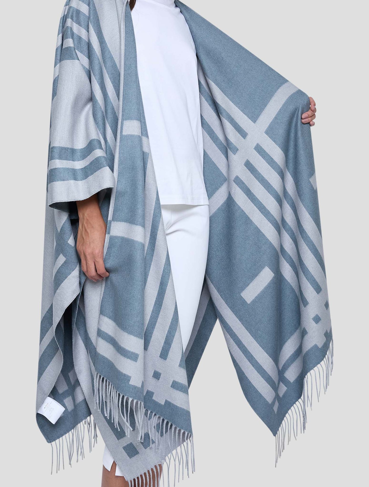 Kiton Gray Silk Cashmere Poncho Women