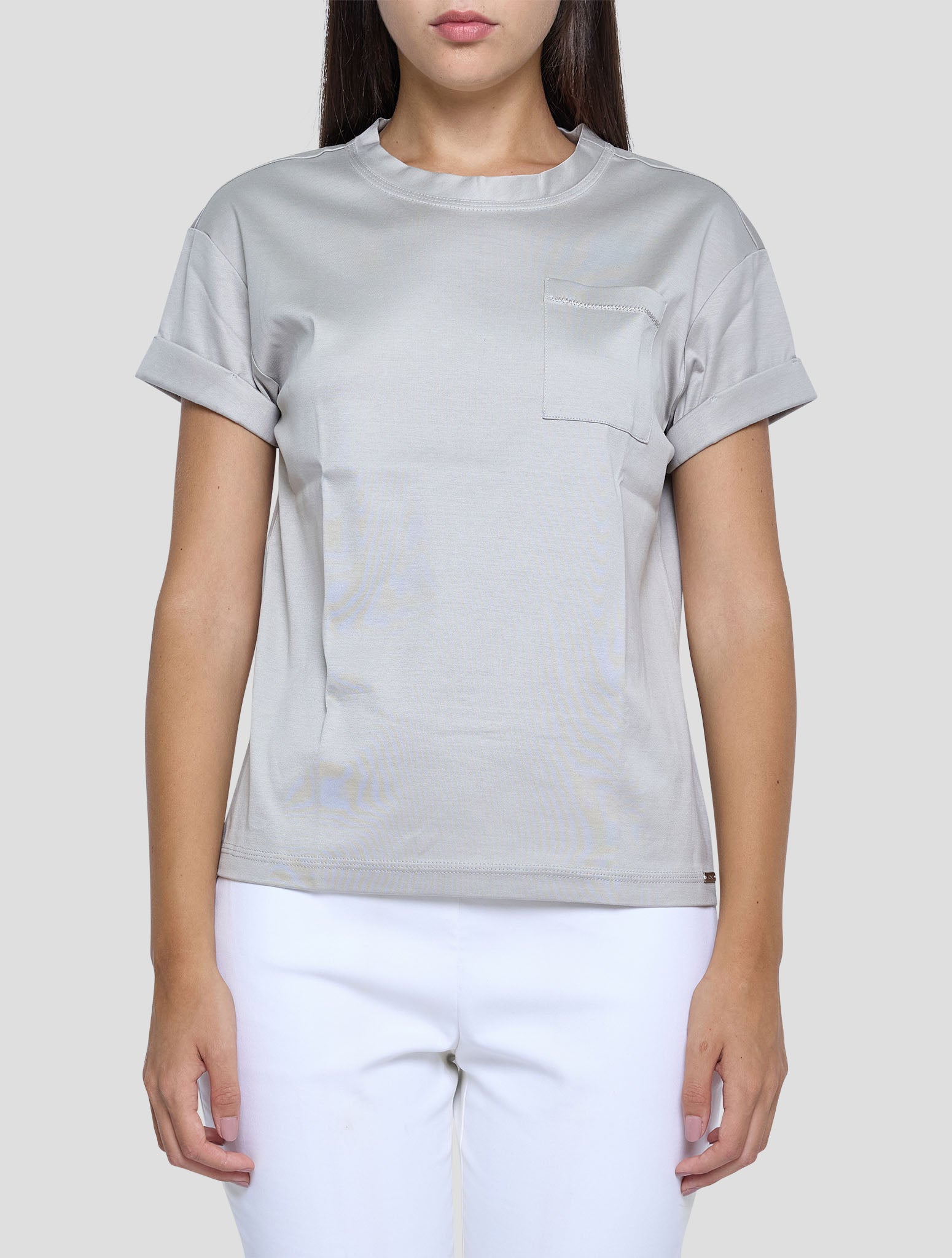 Kiton Gray Cotton T-Shirt Women