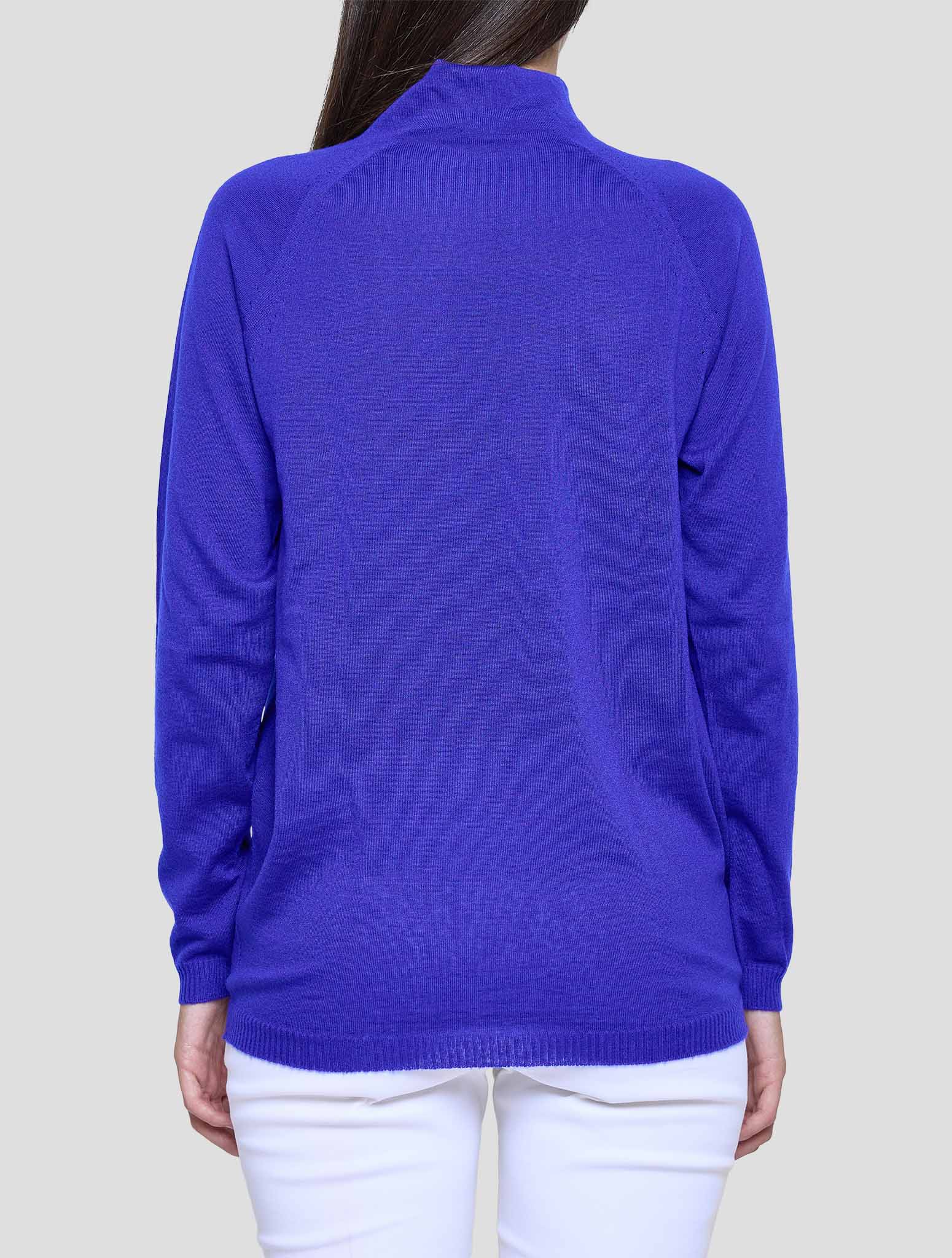 Kiton Blue Cashmere Silk Sweater Turtleneck Women